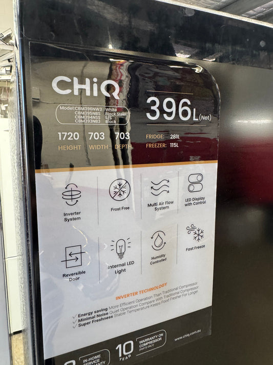Factory Seconds CHiQ 396L Bottom Mount
Refrigerator CBM393NB3 | SYDNEY