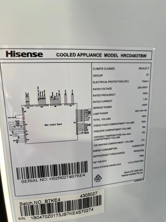 Hisense 483L quad Door fridge freezer | ALEXANDRIA