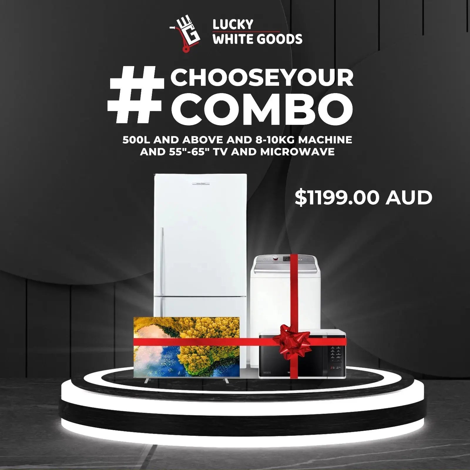 500L-Fridge-Freezer-Combo-8-10kg-Washing-Machine-55-65-TV-Microwave-Only-1199 | Lucky white goods