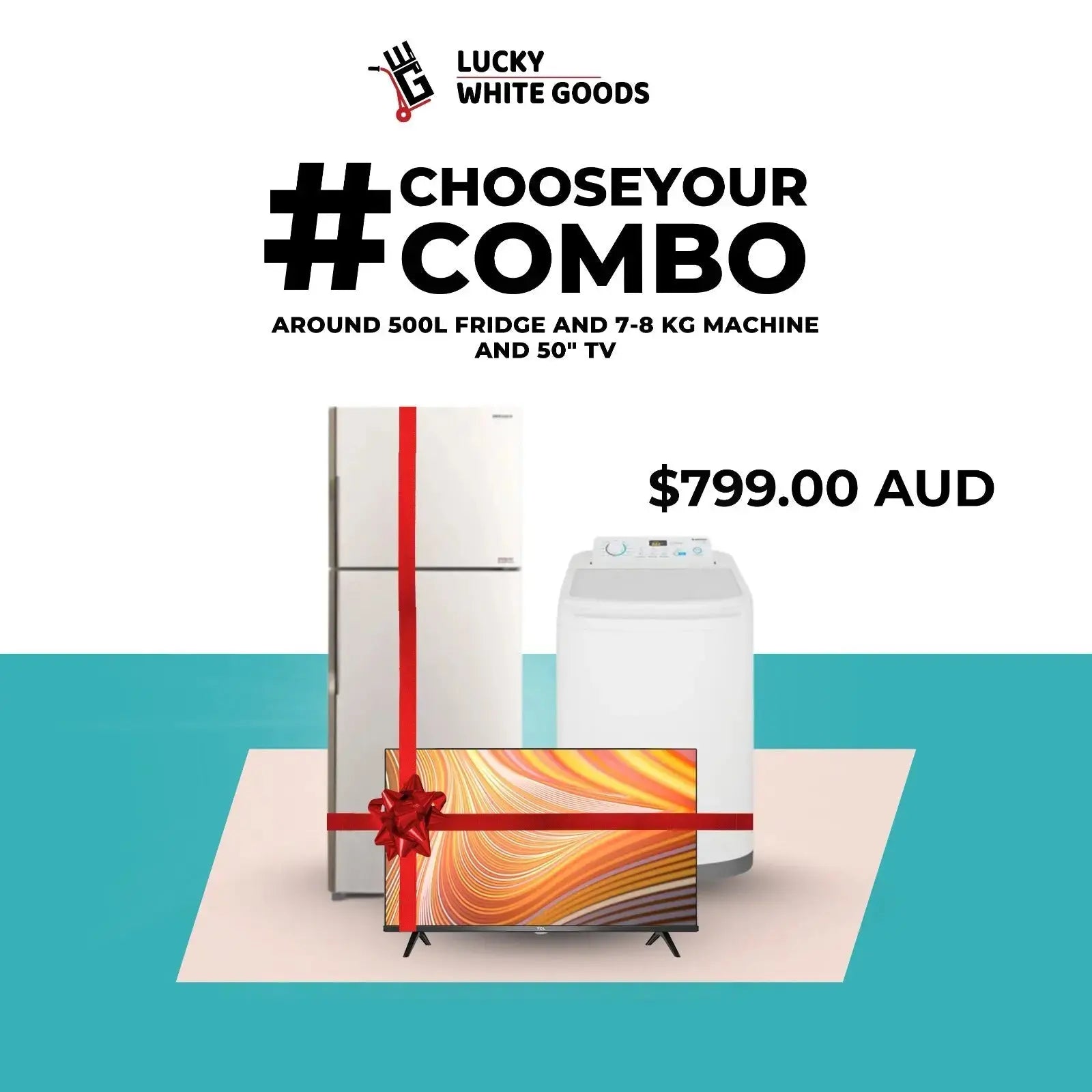 500L Fridge and 7-8kg Washing Machine Combo with 50" TV – Just $799