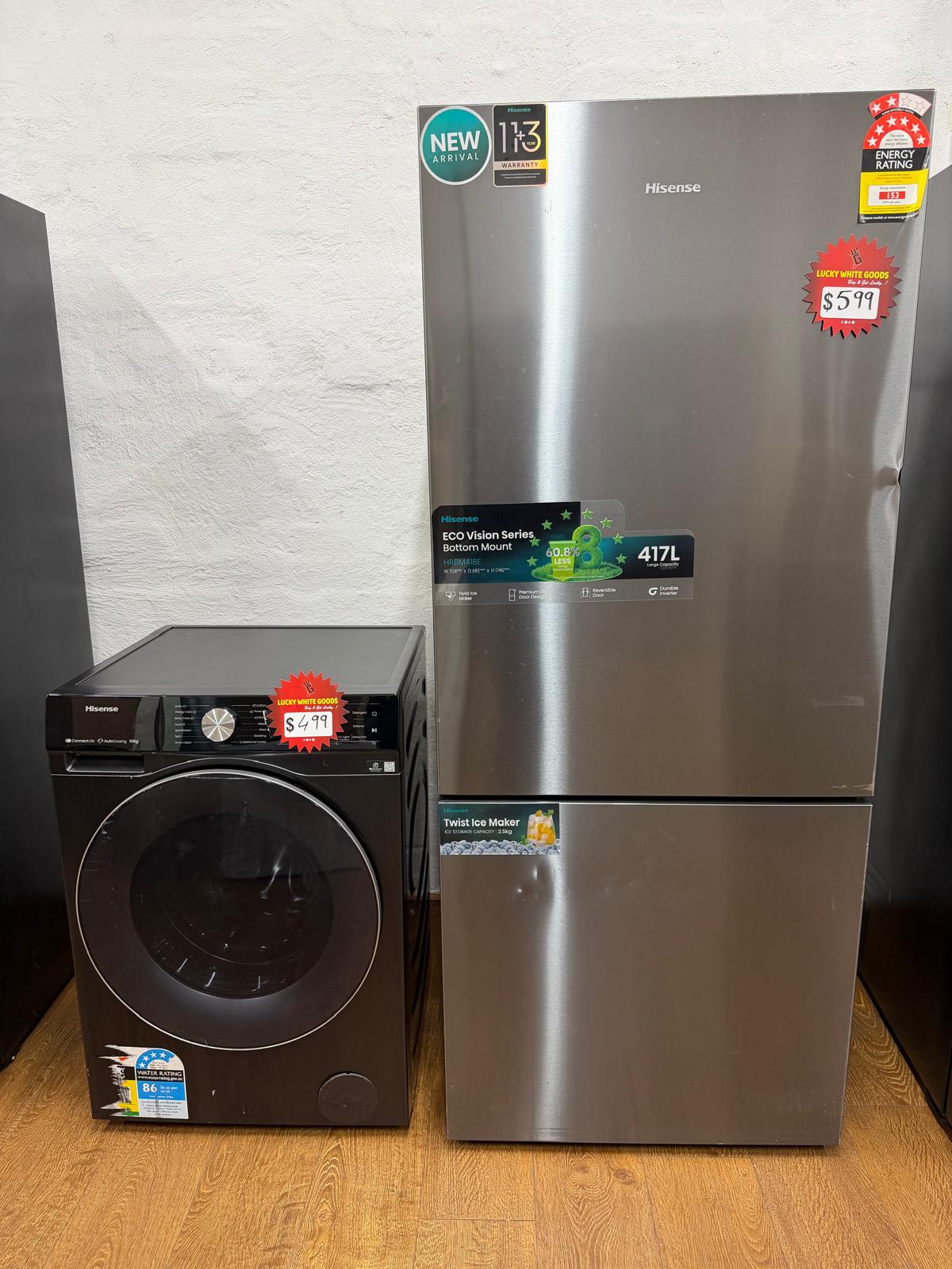 Hisense 418L Fridge Freezer + Hisense 10kg Washing Machine (Refurbished) Combo | Reservoir