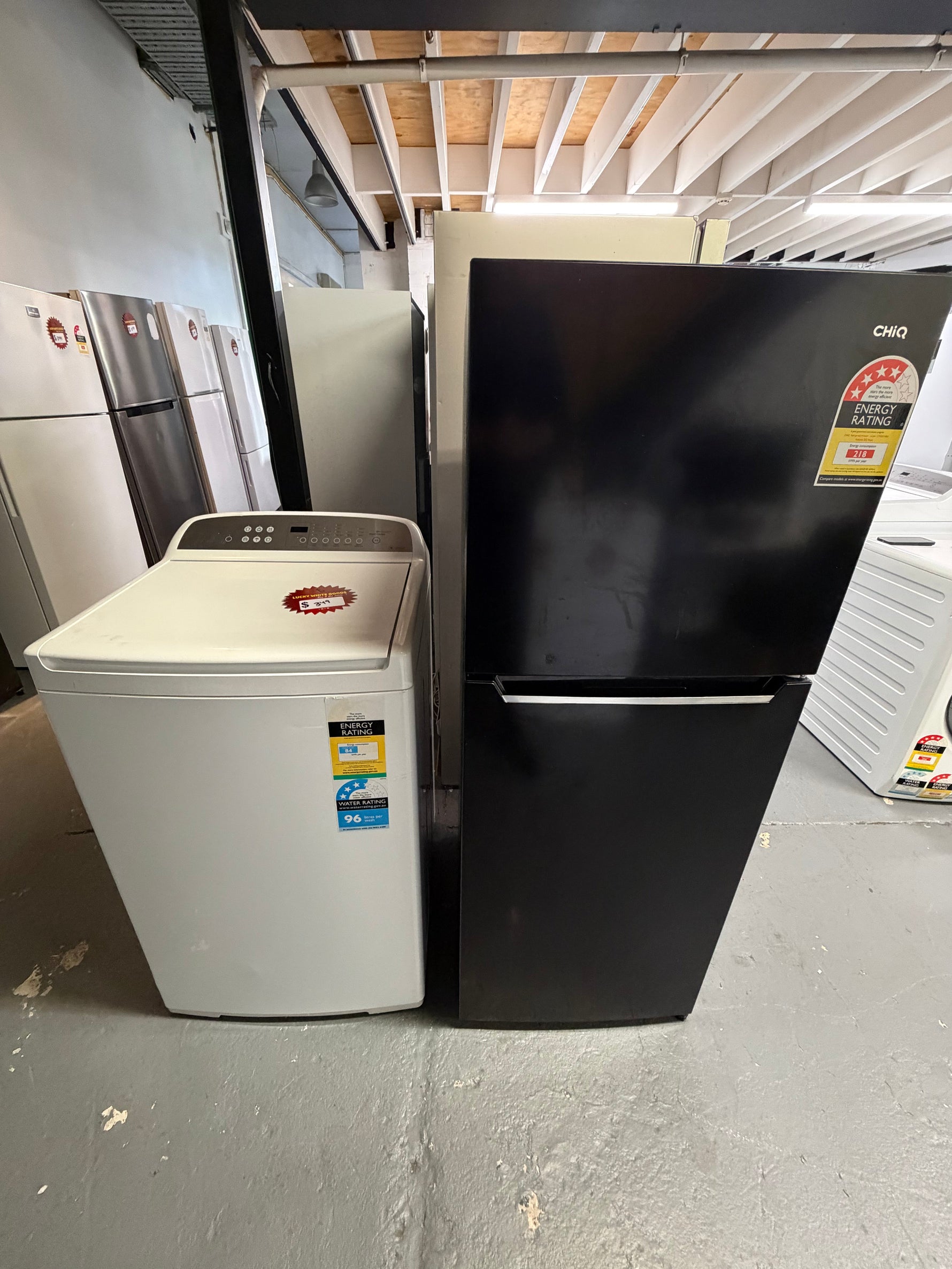 Refurbished Combo Chiq 202 ltr fridge freezer and Fisher & Paykel 8 kg top loader washer | ALEXANDRIA