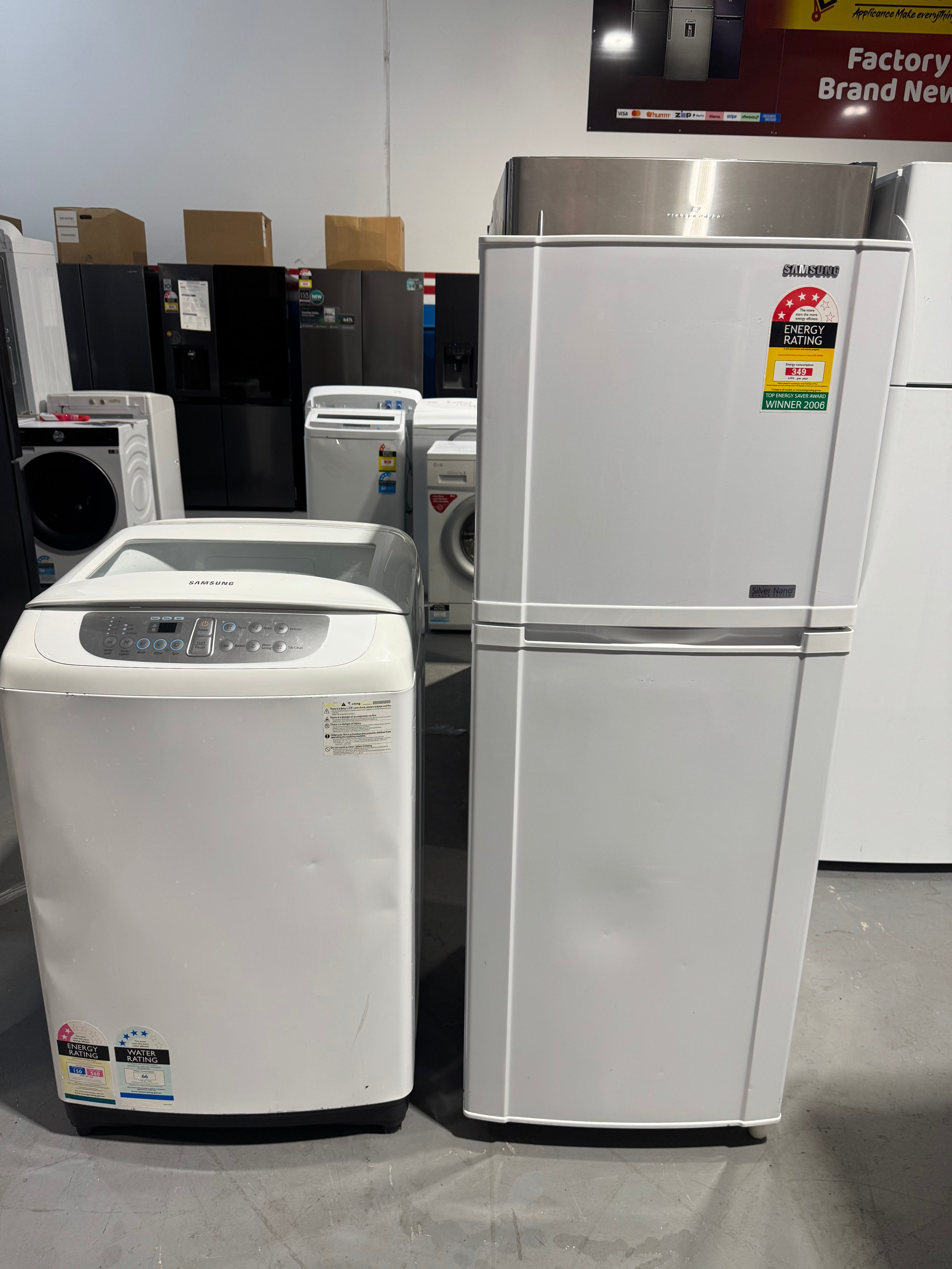 Refurbished Samsung 210 litres fridge freezer and Samsung 6.5kg washing machine | PERTH