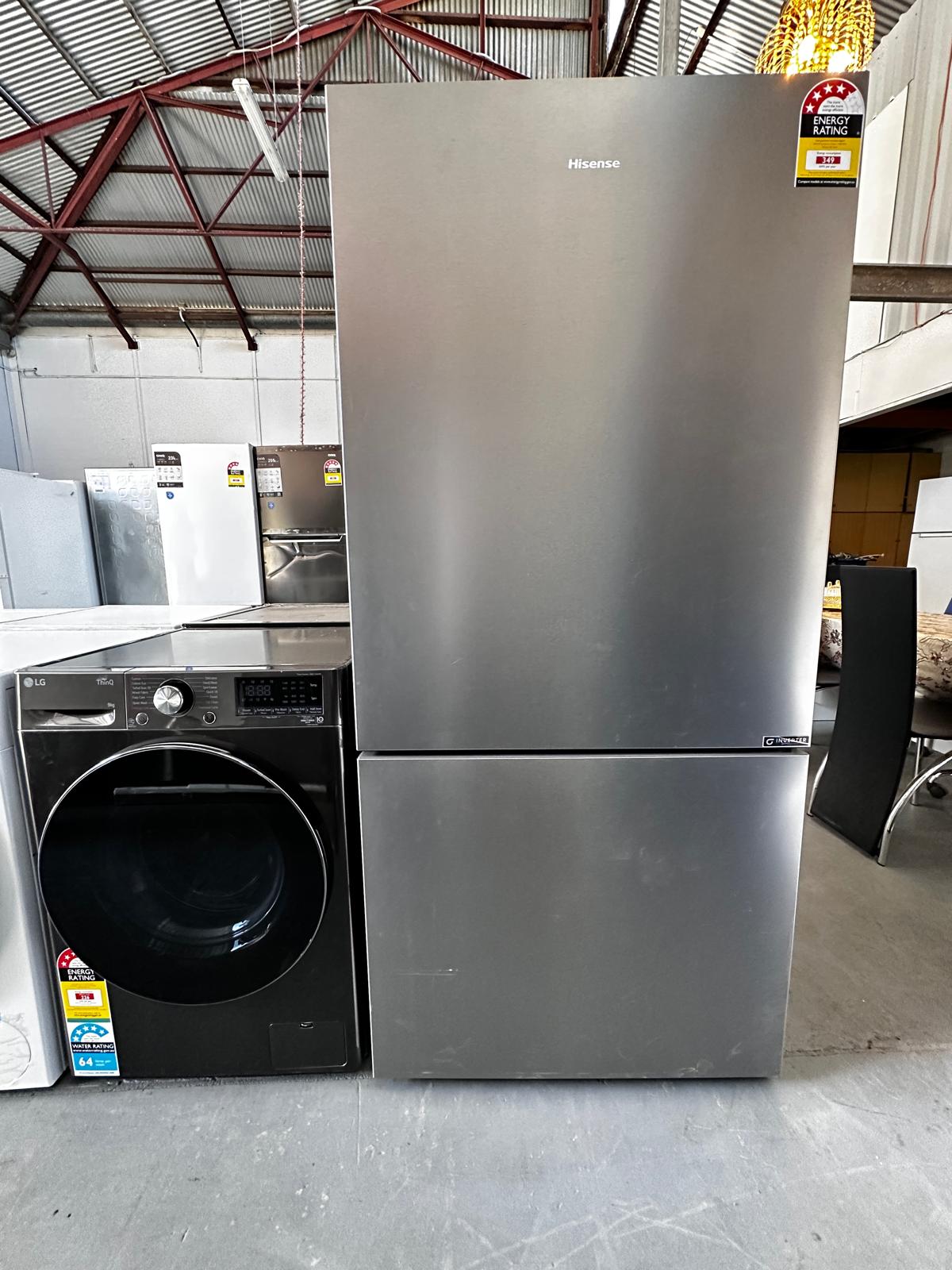 Hisense 503L Bottom Mount Fridge Freezer HRBM503S – LG 9kg Front Load Washer WV9-1609B – Near to New – Combo | ADELAIDE