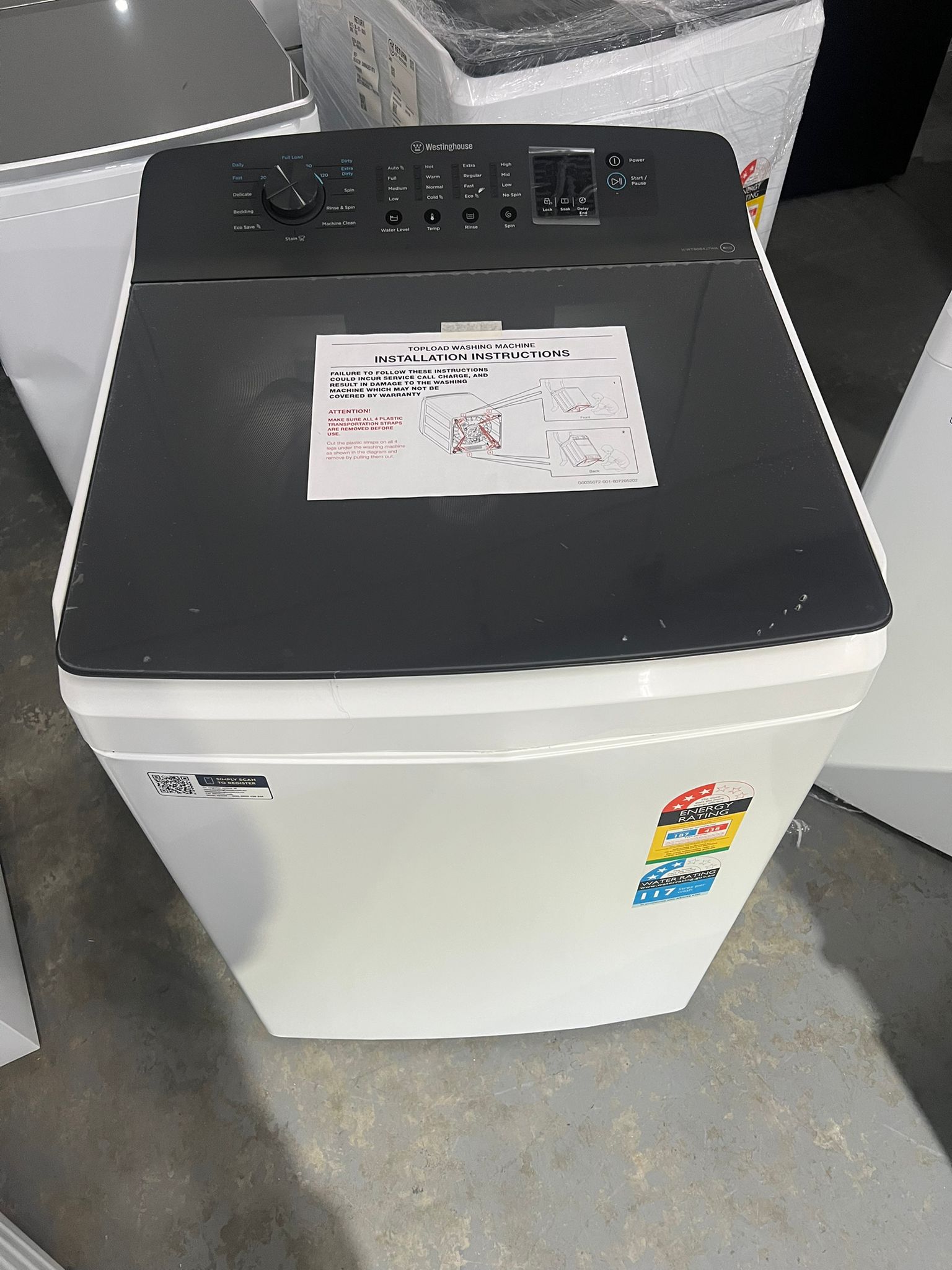 Factory Seconds Westinghouse 8 kg EasyCare Top Load Washing Machine – WWT8084J7WA