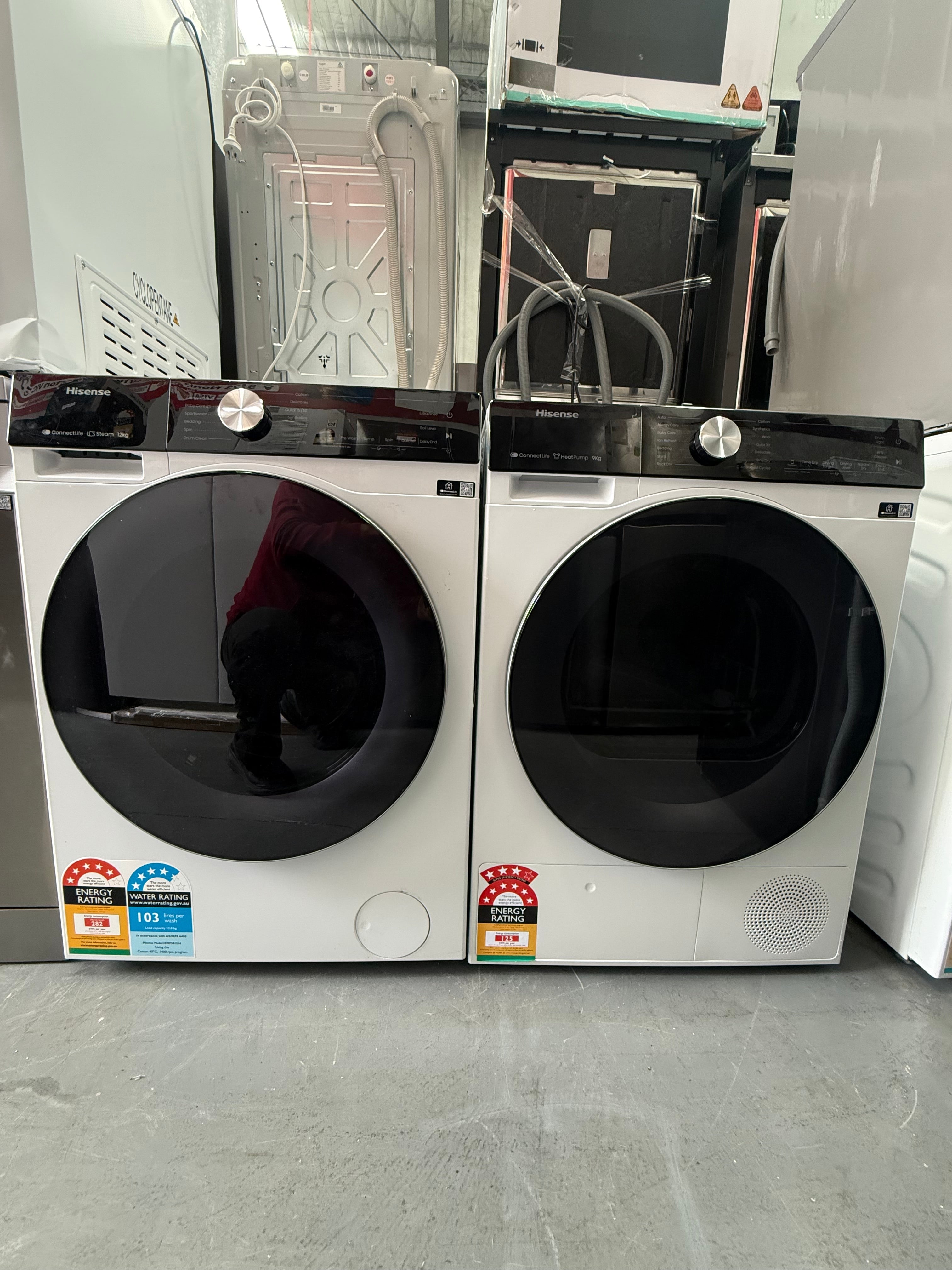 Hisense 12kg Front Load Washing Machine + 9kg Heat Pump Dryer – Factory Seconds | HWF5S1214 & HDF5S90H | MELBOURNE