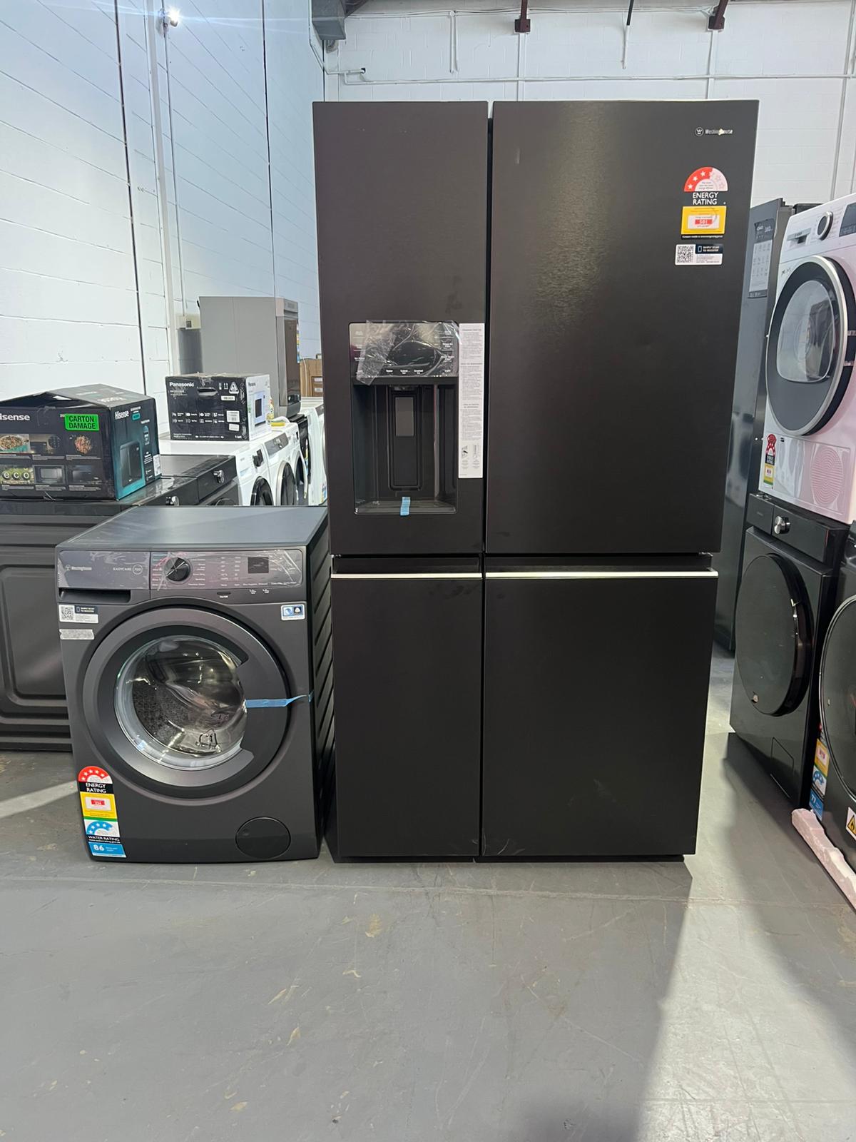Factory Seconds Westinghouse 680 Litres quad Door Fridge Freezer WQE6170BB AND WESTINGHOUSE 10 Kgs Washing Machine WWF1044M7SA