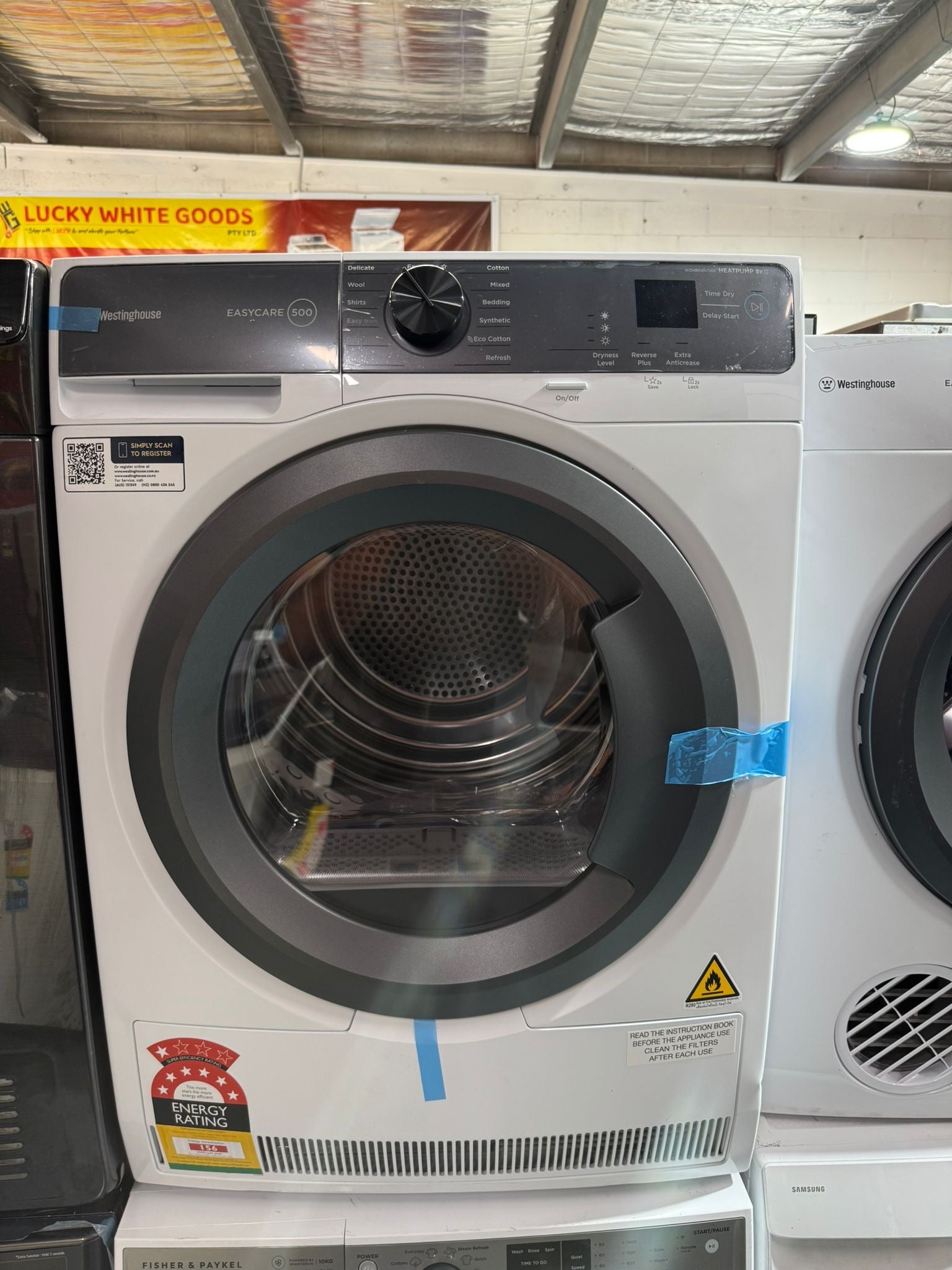 Factory second Westinghouse 8kg Heat Pump Dryer WDH804N7WA