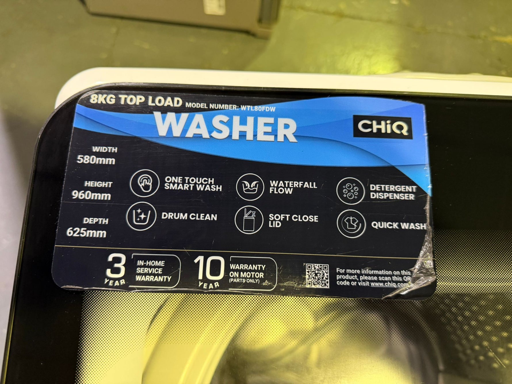 CHiQ 8.0KG Top Loader Washing Machine – WTL80FDW – Refurbished – Powerful & Efficient