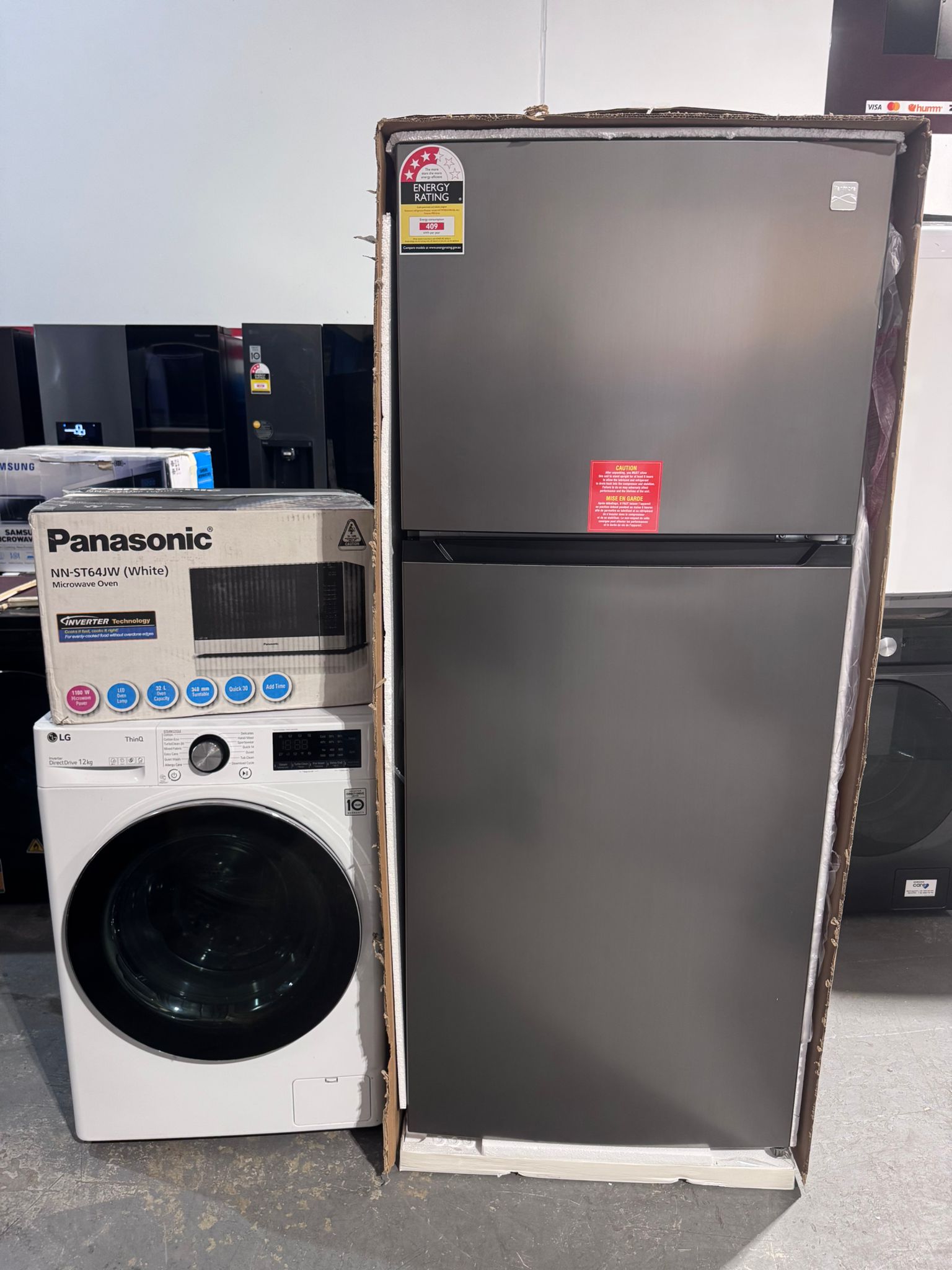 Kenmore Fridge + LG Washer + Panasonic Microwave Package