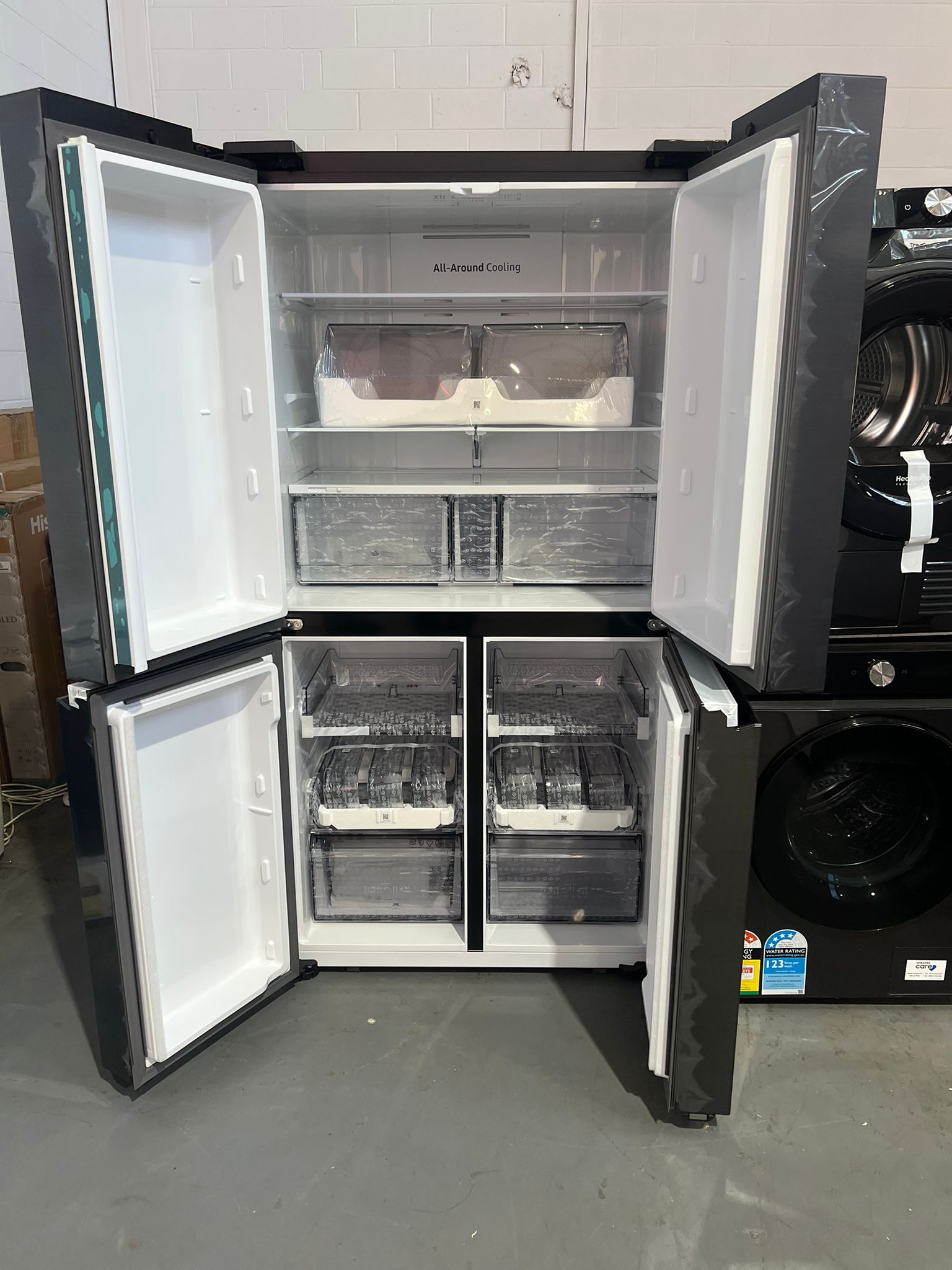 Samsung 649 Litres SRF7100B And Samsung 12 Kgs Washing Machine WW12BB944DGB AND SAMSUNG 8 Kgs Heatpump Dryer DV80T5420AB