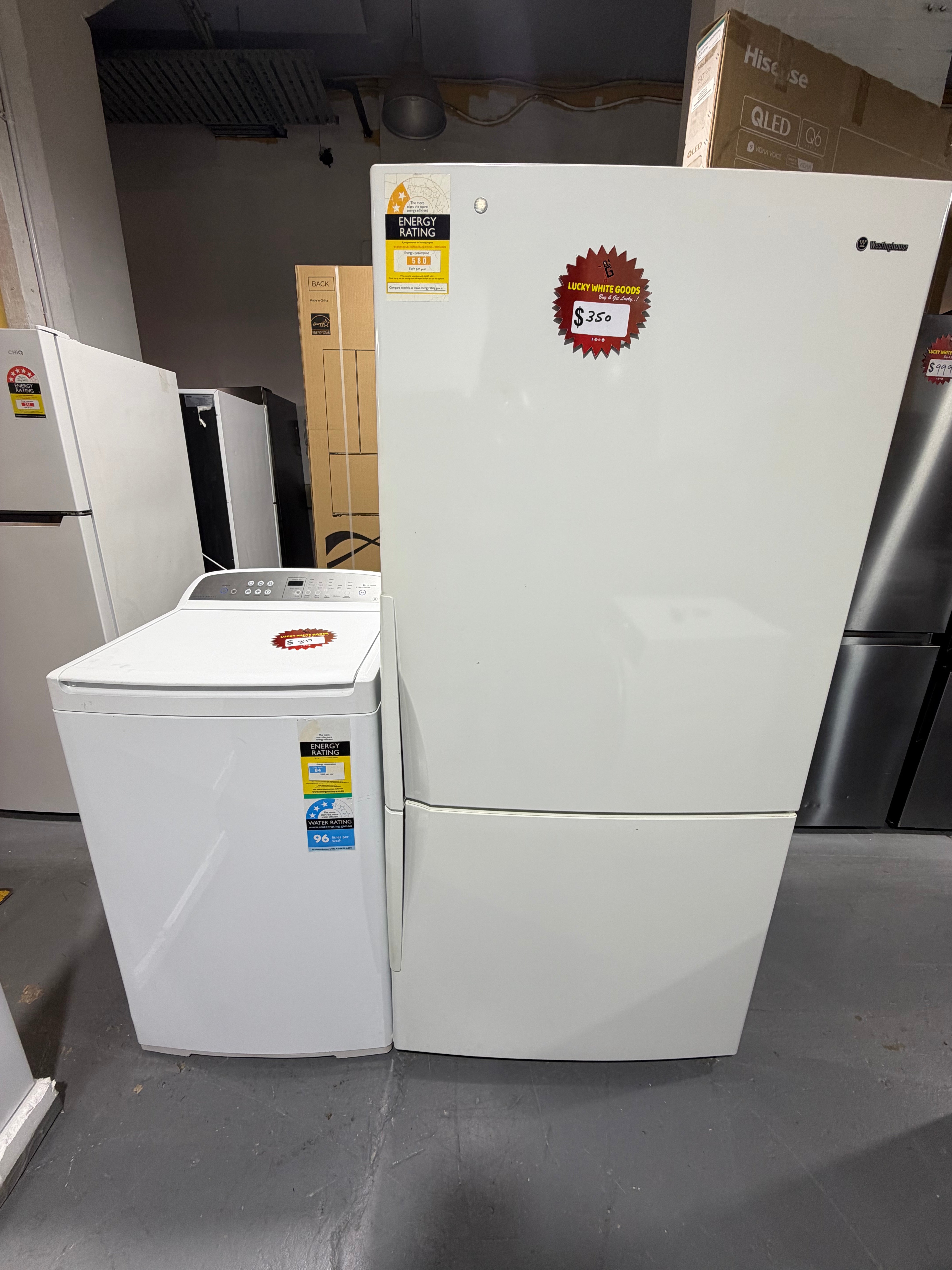 Refurbished Westinghouse 510 ltr bottom mount fridge freezer & Fisher & Paykel 8 kg Top loader washer | SYDNEY