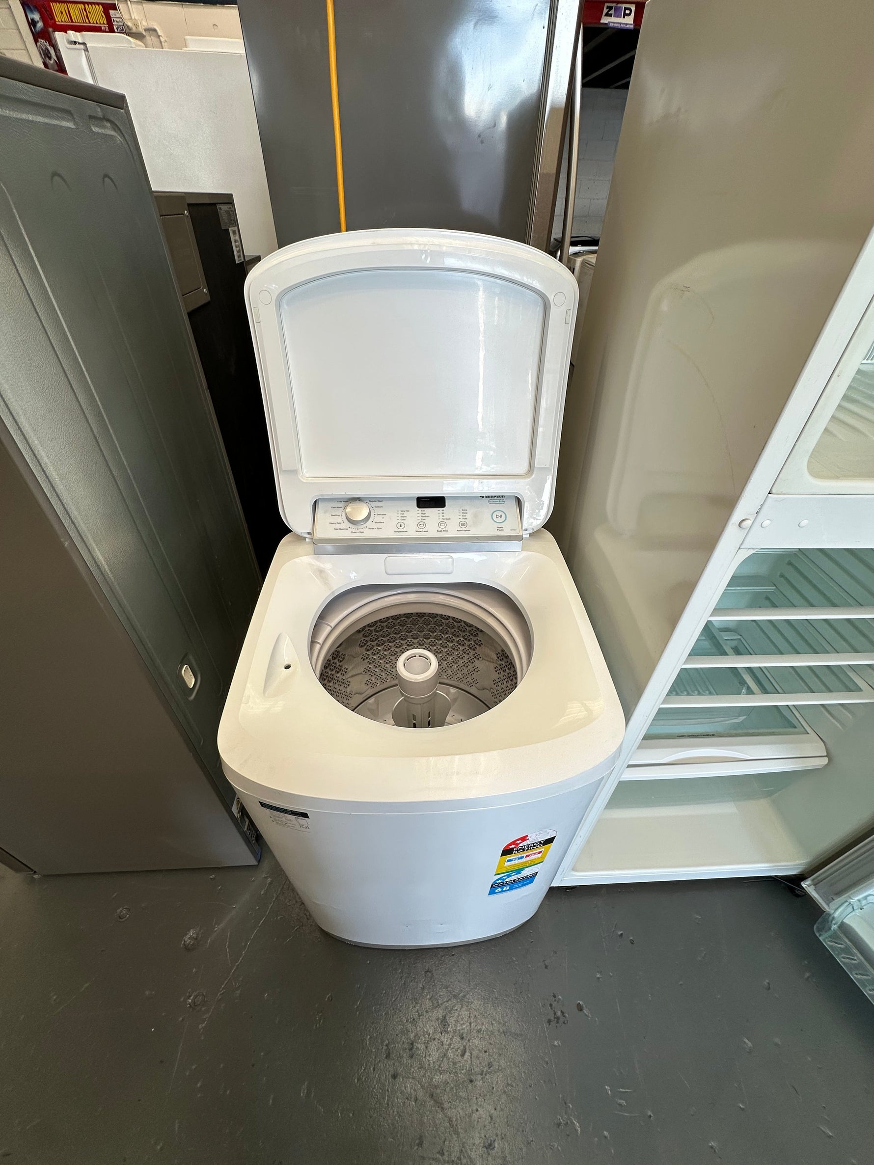 Refurbished Westinghouse 420 ltr fridge freezer & Simpson 5.5 kg top loader washer | Lucky white goods