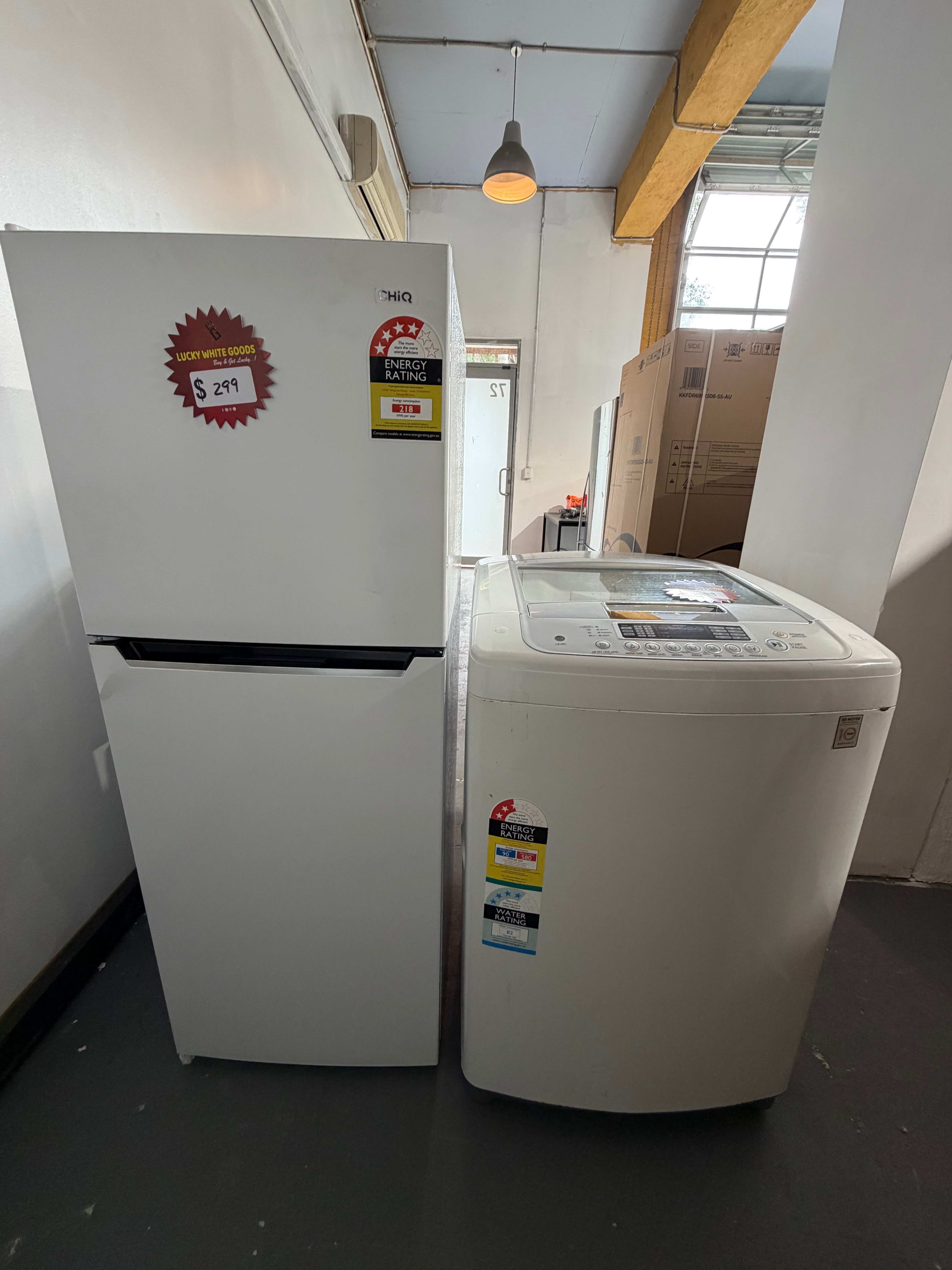 Refurbished combo Chiq 202 ltr Top mount fridge freezer And Lg 8 kg top loader washer | ALEXANDRIA