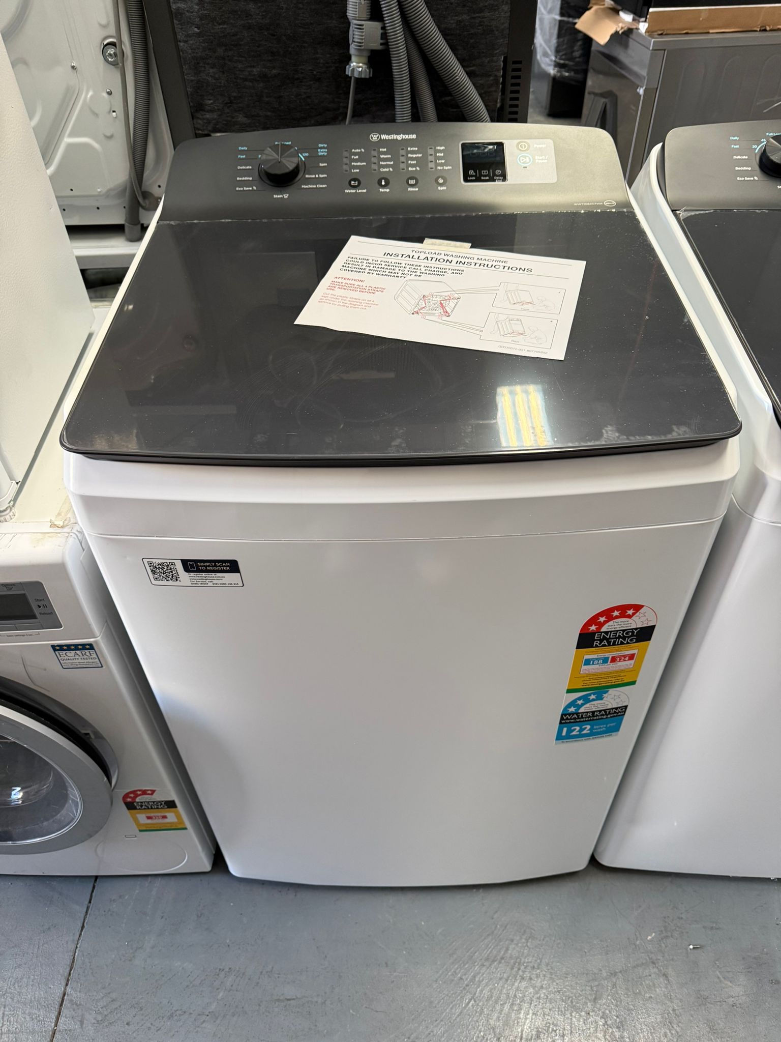 Westinghouse 10kg Top Load Washing Machine – WWTI084C7WA – Factory Seconds | MELBOURNE