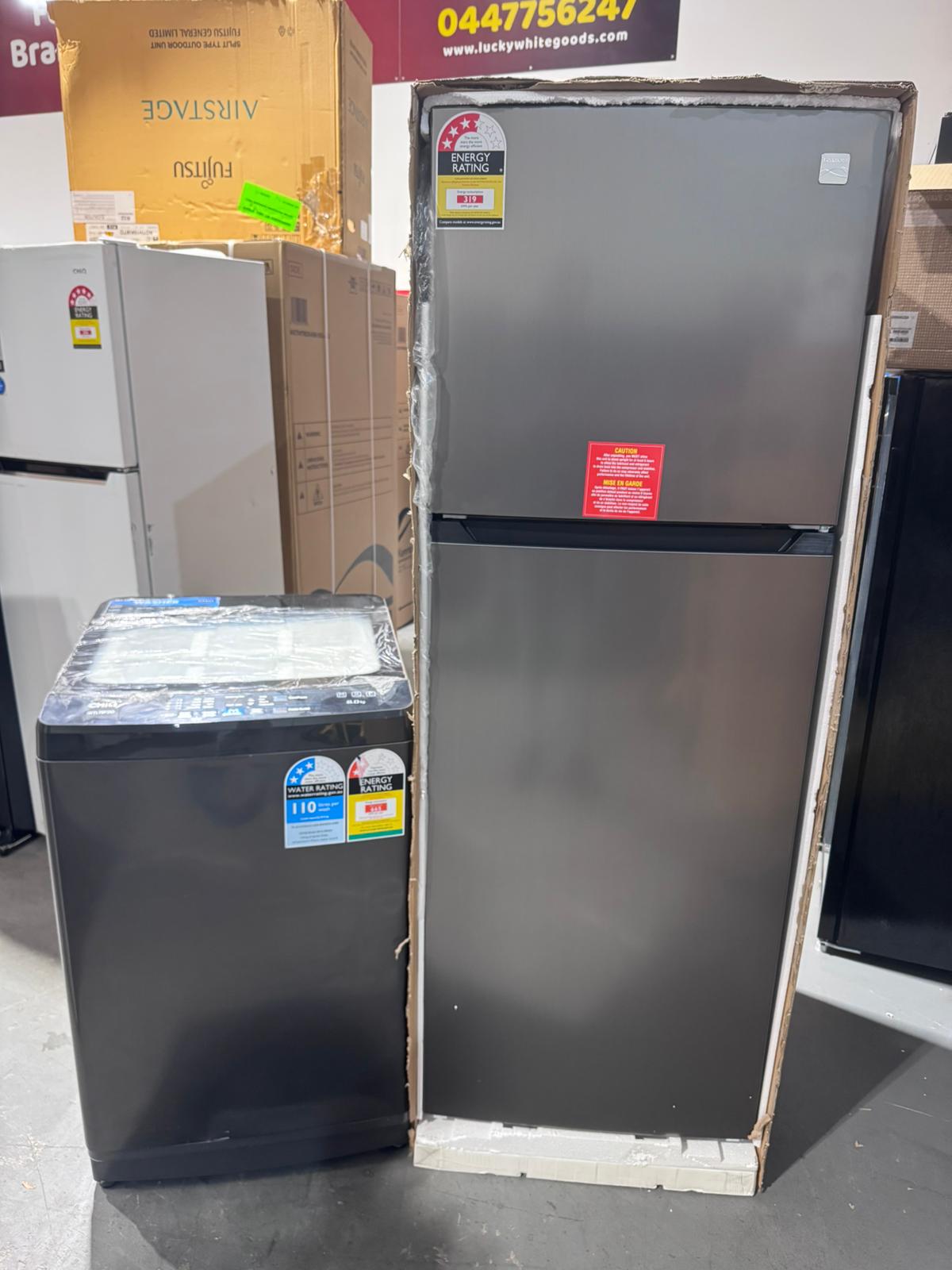 Kenmore Fridge + CHiQ 8kg Washer Package