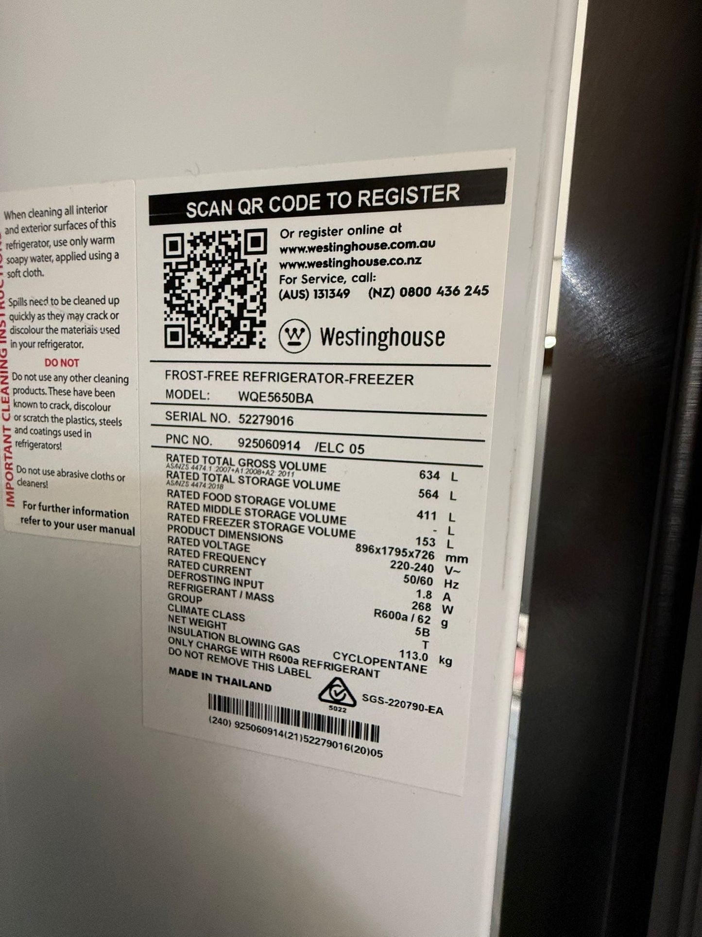 Factory Second Westinghouse 634 L French Door Fridge Freezer | ADELAIDE
