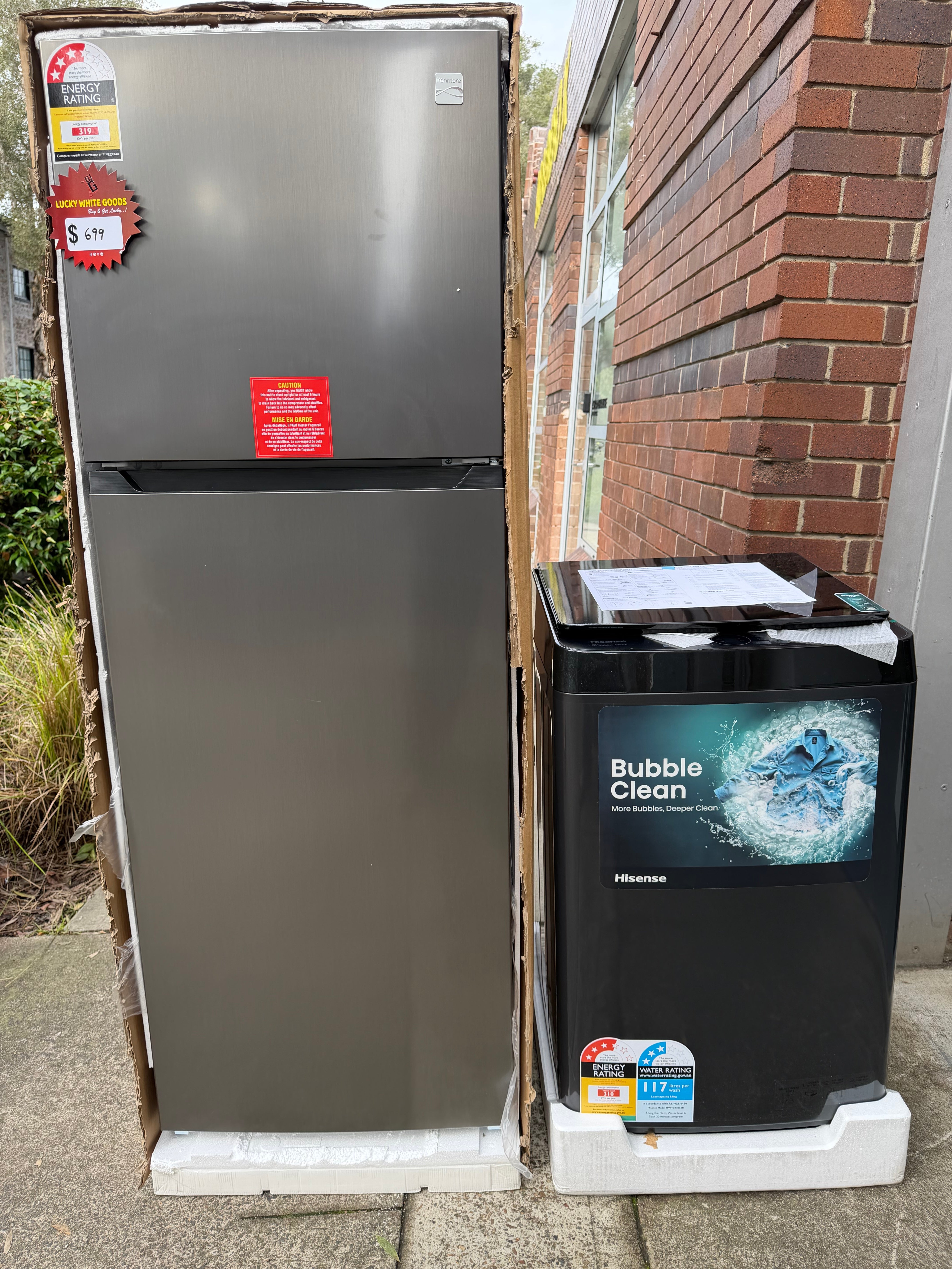 Factory seconds Kenmore 334 liters fridge freezer and factory seconds Hisense 8 kg washing machine | ALEXANDRIA