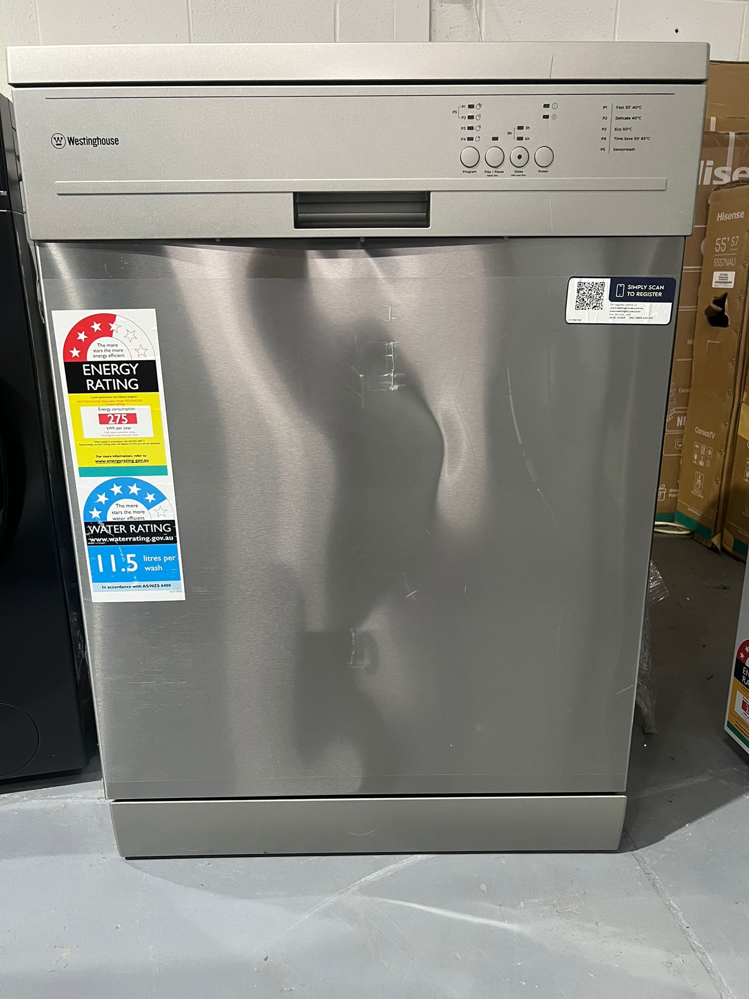 Factory Seconds Westinghouse 60 cm Stainless Steel Freestanding Dishwasher – WSF6602XC