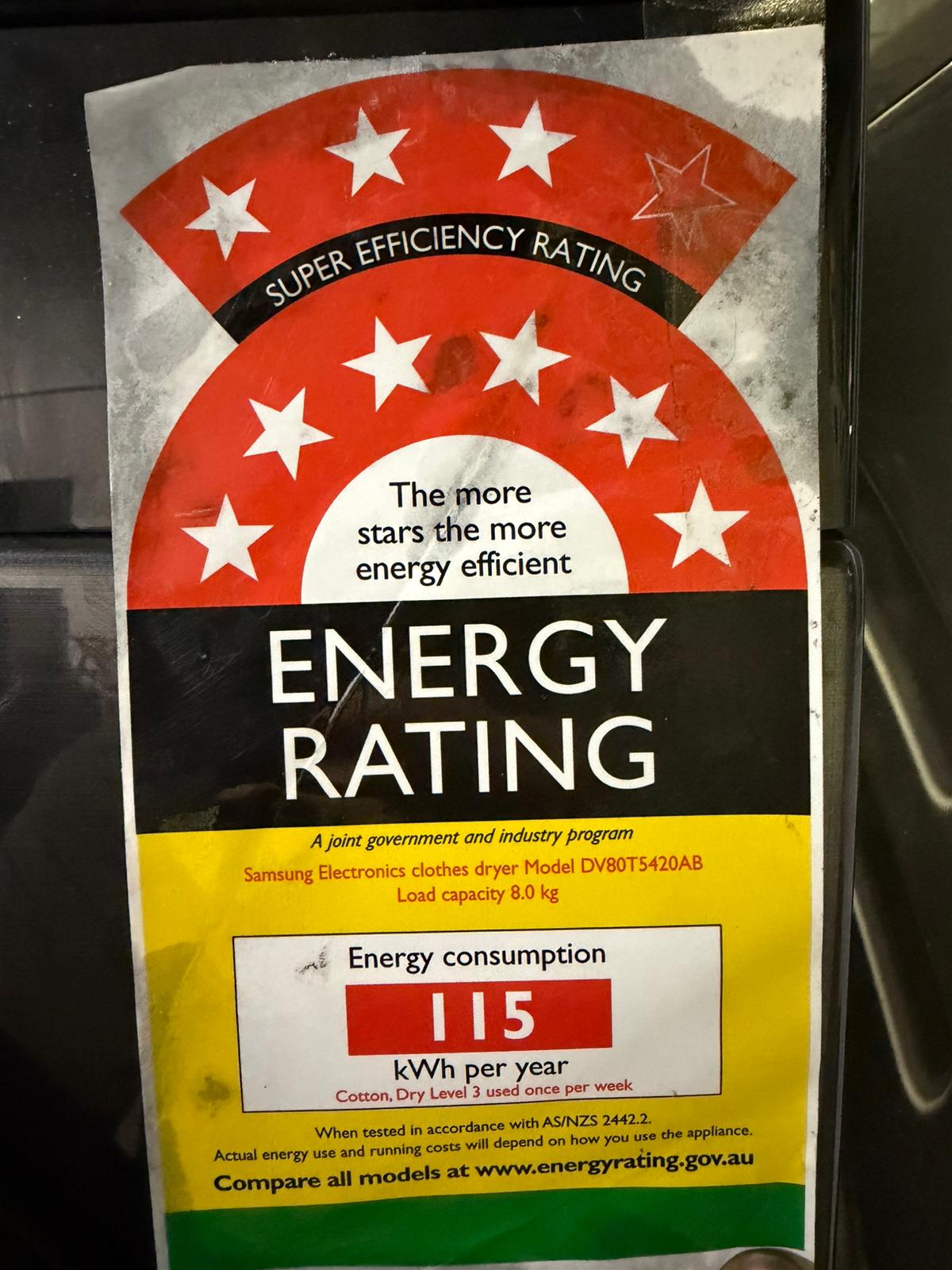 Samsung Front Load Clothes Dryer DV80T5420AB 8kg – Refurbished