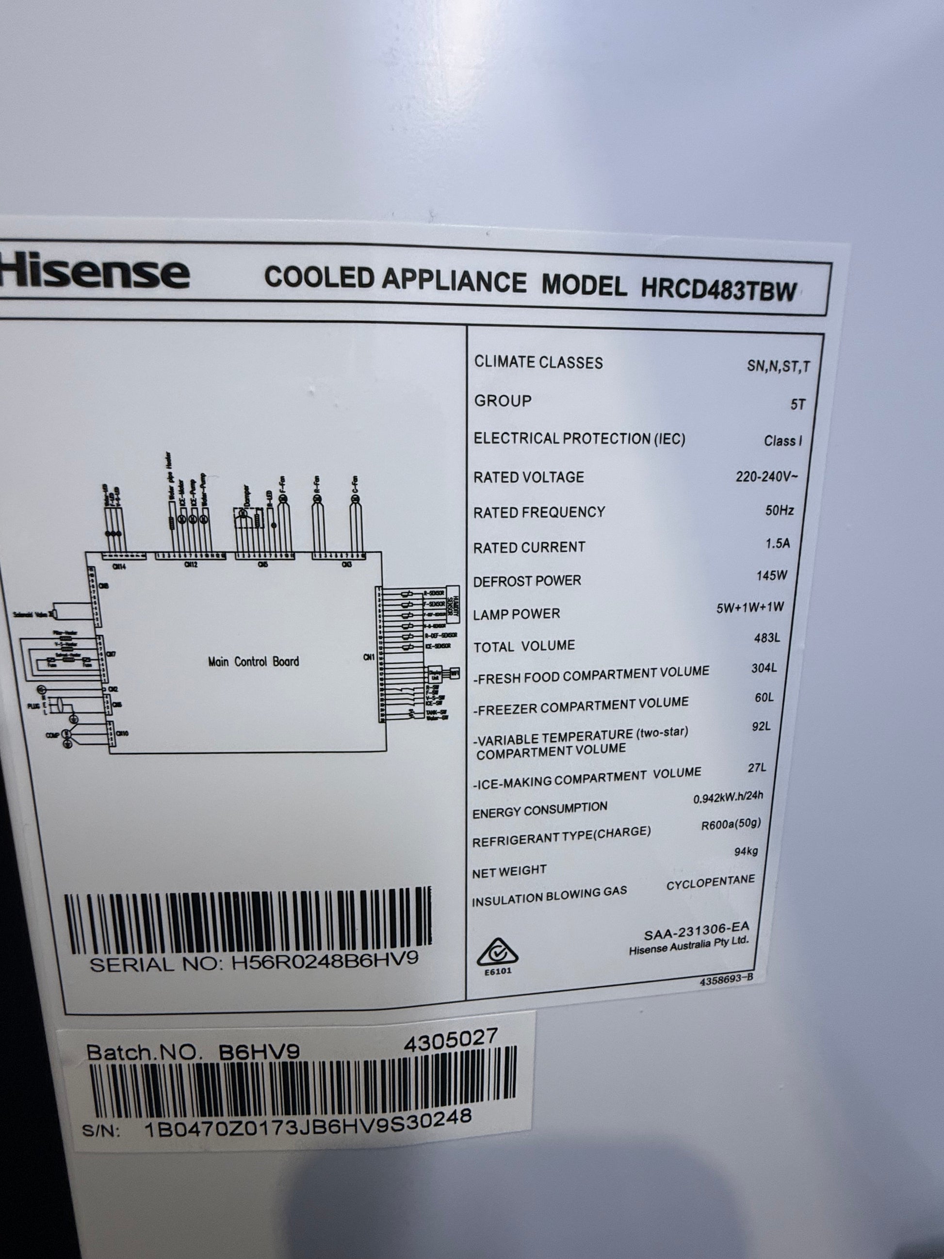 Hisense 483L French Door Fridge – Near to New | HRCD483TBW | MELBOURNE