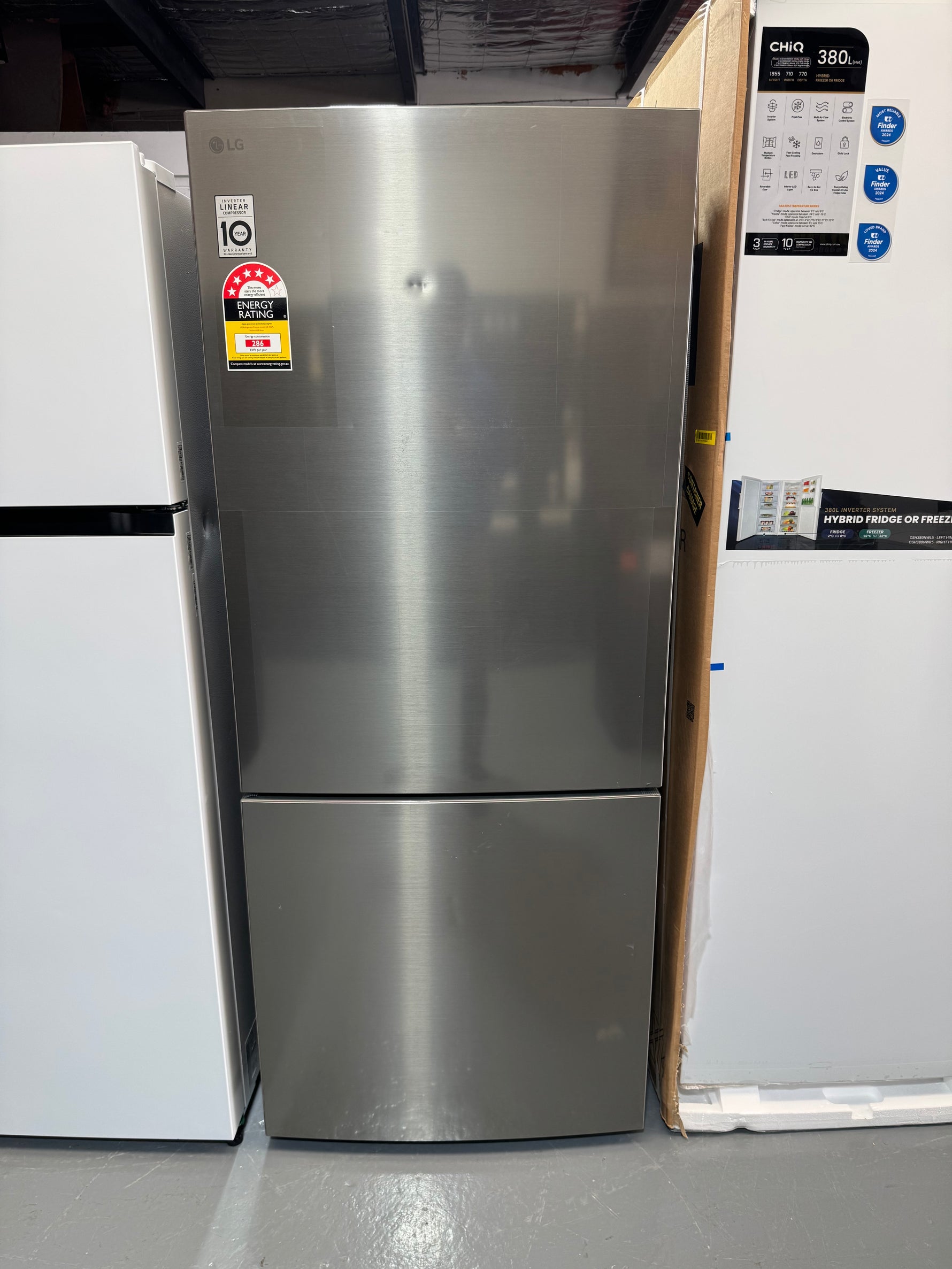 Factory Seconds LG 420L Bottom Mount Fridge Stainless Steel GB-455PL