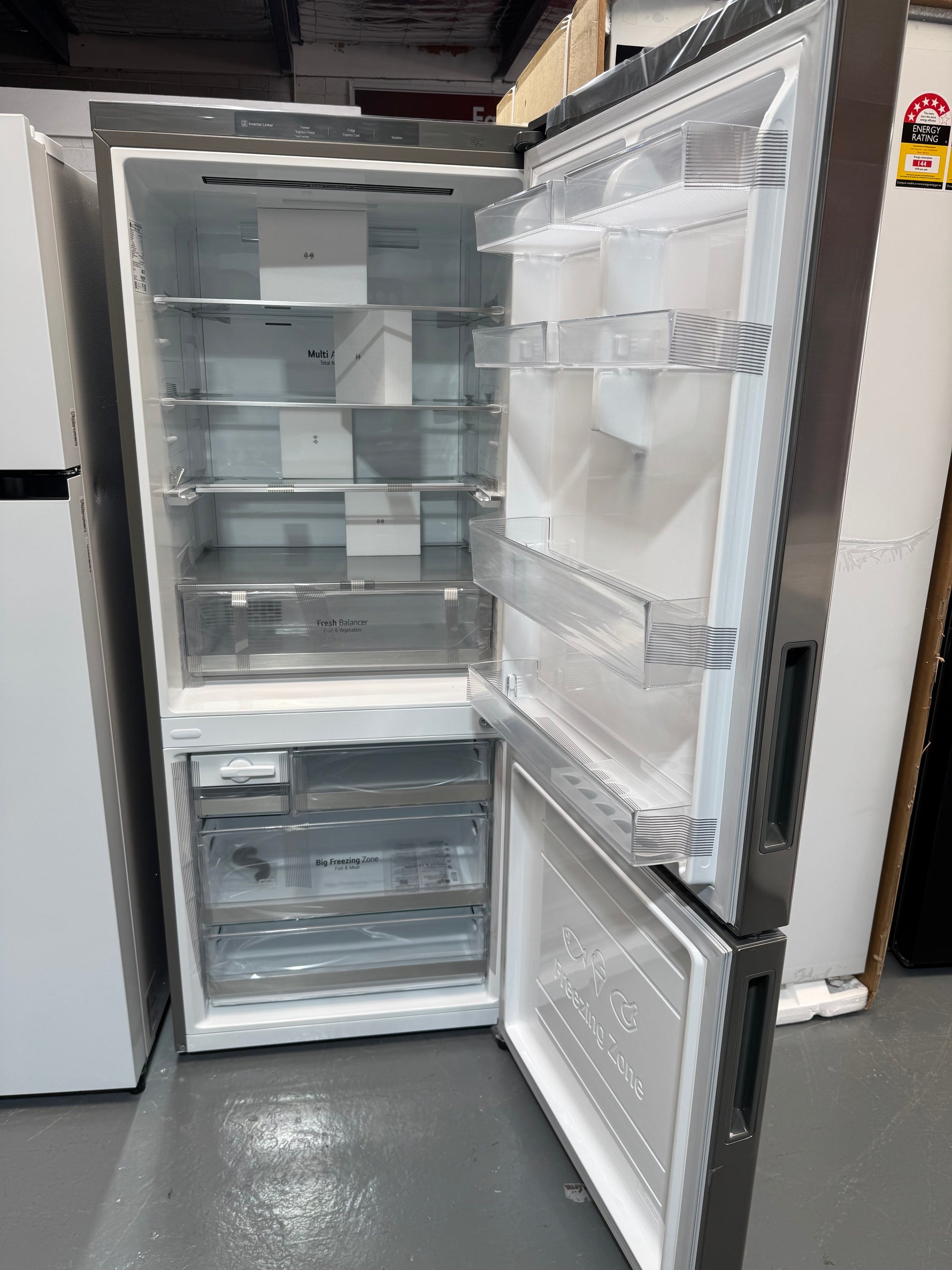 Factory Seconds LG 420L Bottom Mount Fridge Stainless Steel GB-455PL