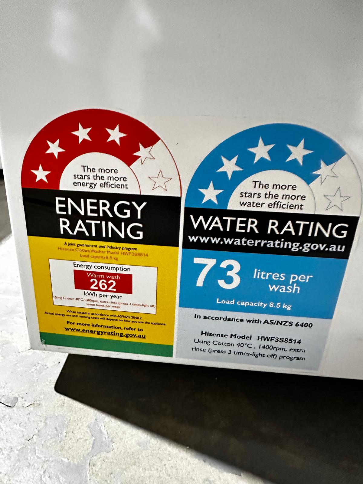 Near New – Hisense HWF3S8514 8.5KG Front Load Washing Machine | ADELAIDE