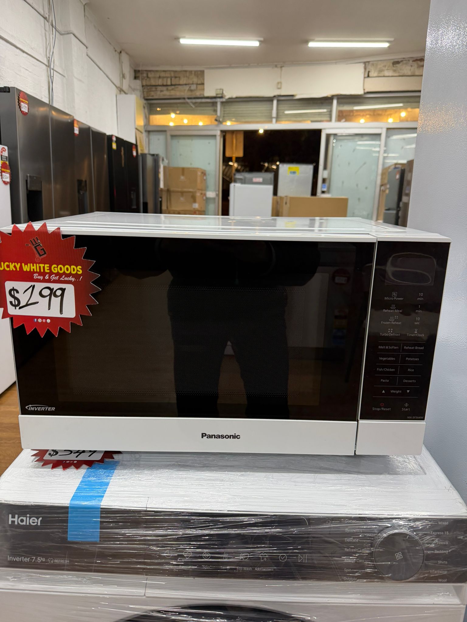 Hisense 326L Fridge Freezer + Haier 7.5kg Front Load Washer + Panasonic Microwave Oven Combo – Factory Seconds | RESERVOIR
