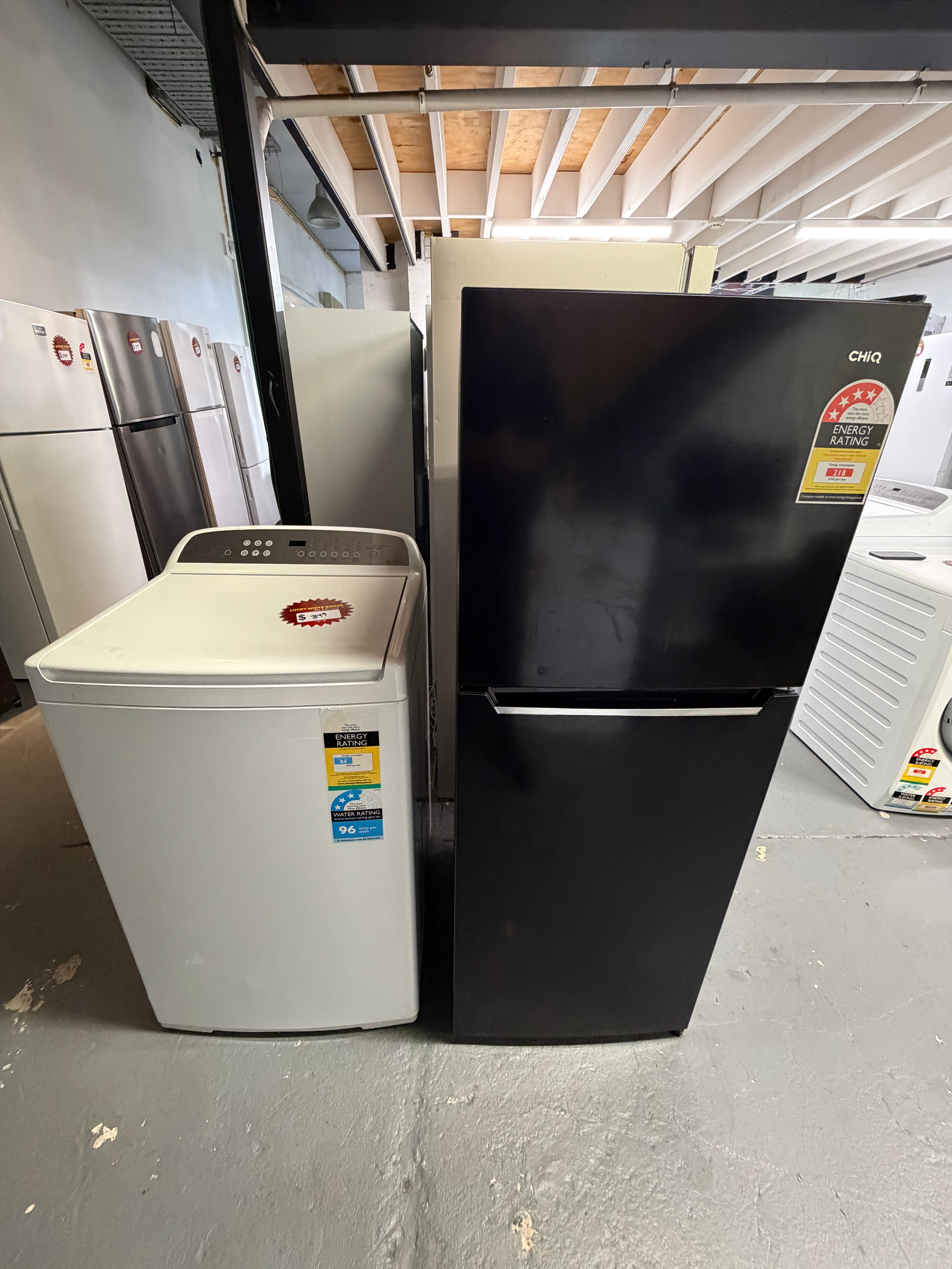 Refurbished Combo Chiq 202 ltr fridge freezer and Fisher & Paykel 8 kg top loader washer | ALEXANDRIA