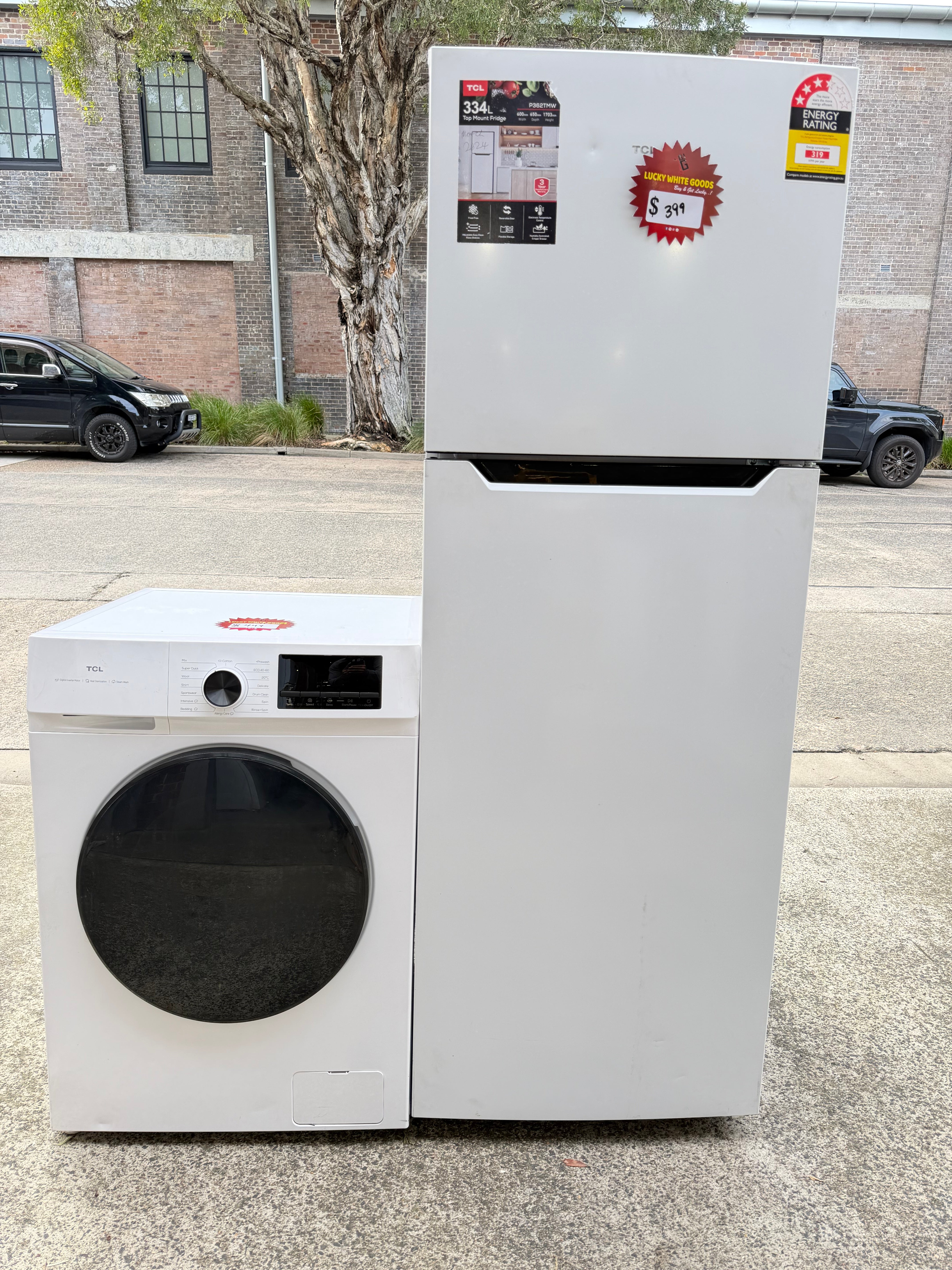 Refurbished tcl 334 liters fridge freezer and tcl 10 kg washing machine | ALEXANDRIA