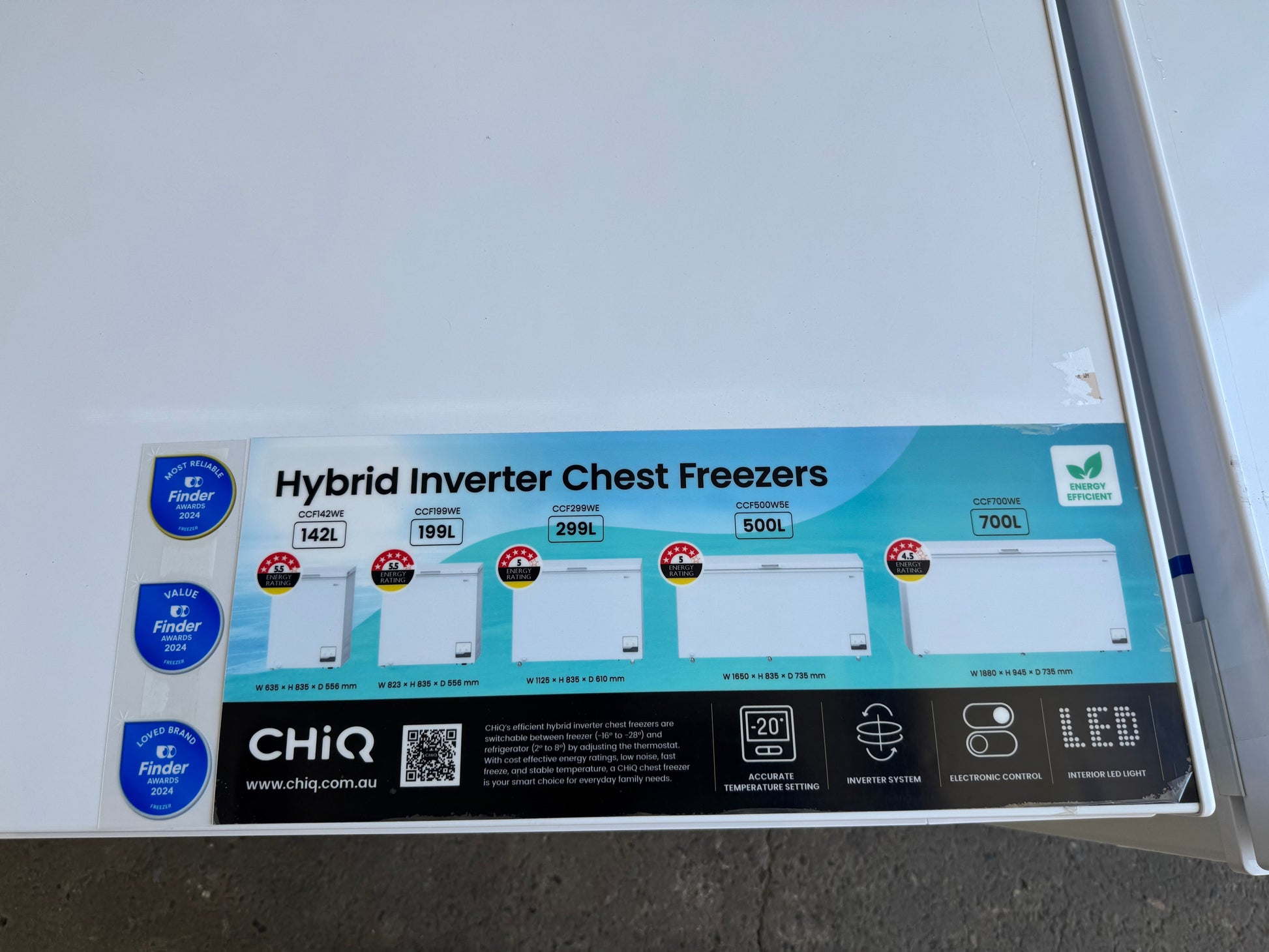 Factory Seconds ChiQ White Hybrid Chest Freezer - 500L CCF500W5E | SYDNEY