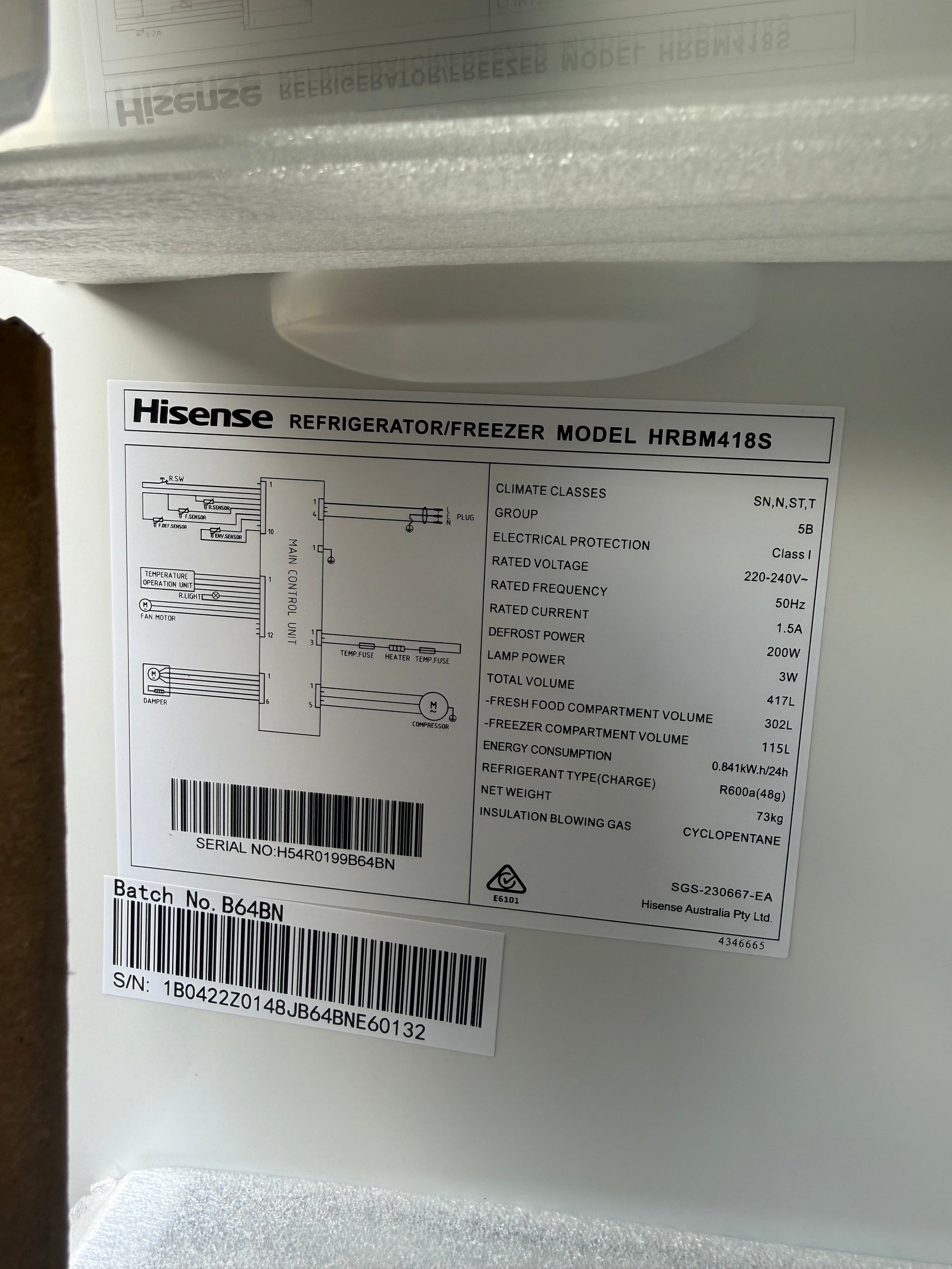 Hisense 418L Bottom Mount Fridge – Carton Damaged-HRBM418S | MELBOURNE