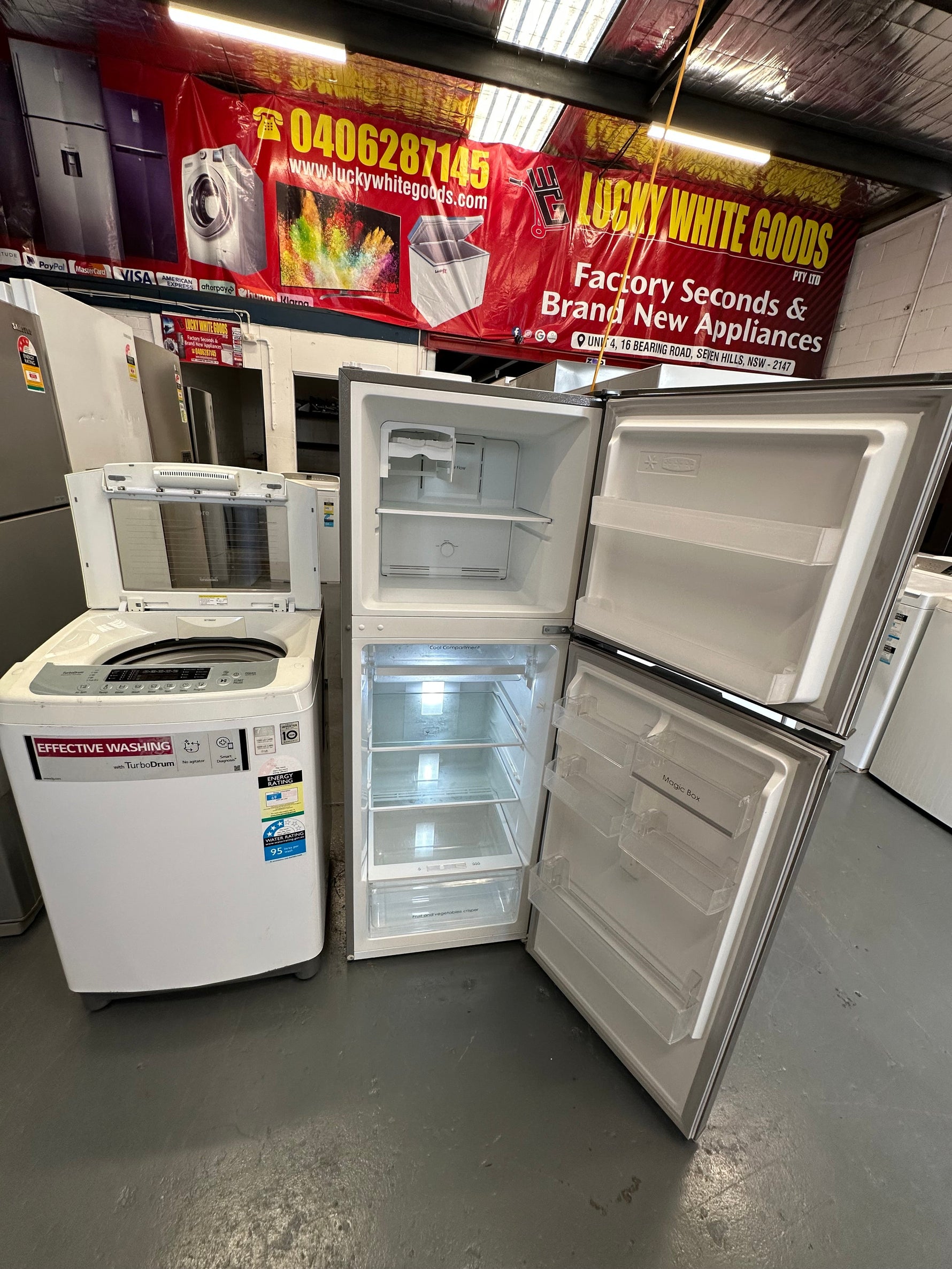 Refurbished Esatto 239 ltr top mount fridge freezer & Lg 6.5 kg top loader washer | SYDNEY