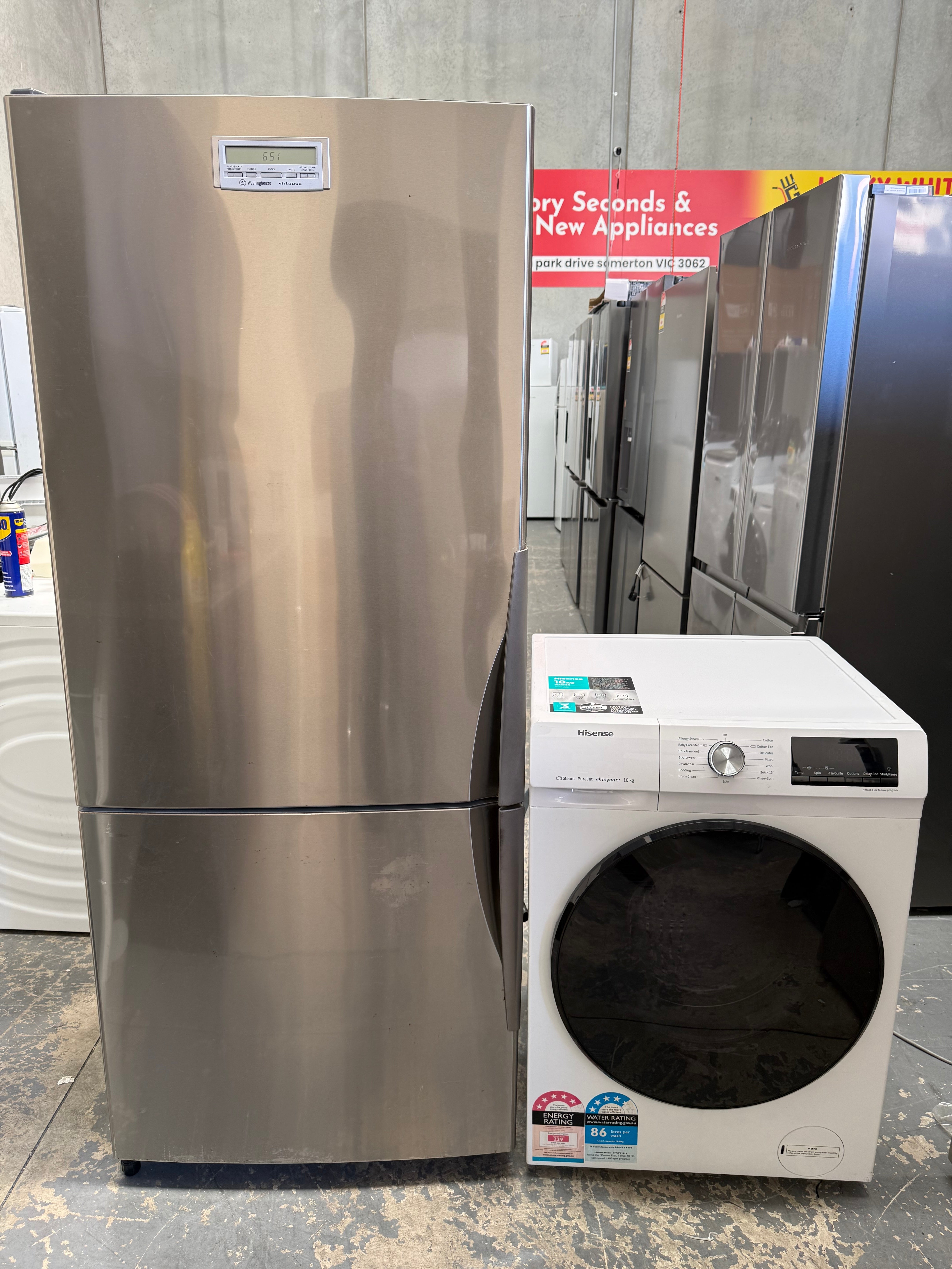 Westinghouse 433L Fridge + Hisense 10kg Washing Machine Bundle | MELBOURNE