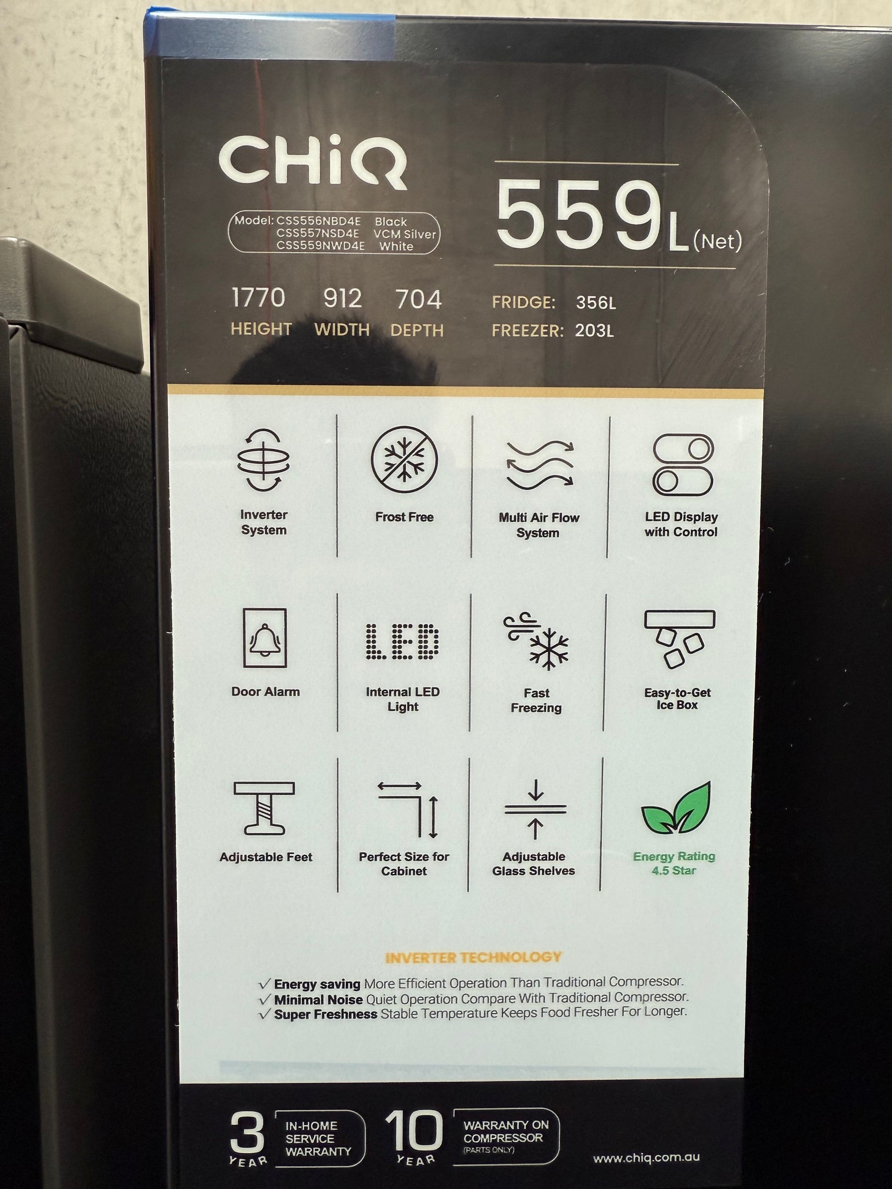 CHiQ 556L Side‑by‑Side Fridge – Near to New | CSS556NBD4E