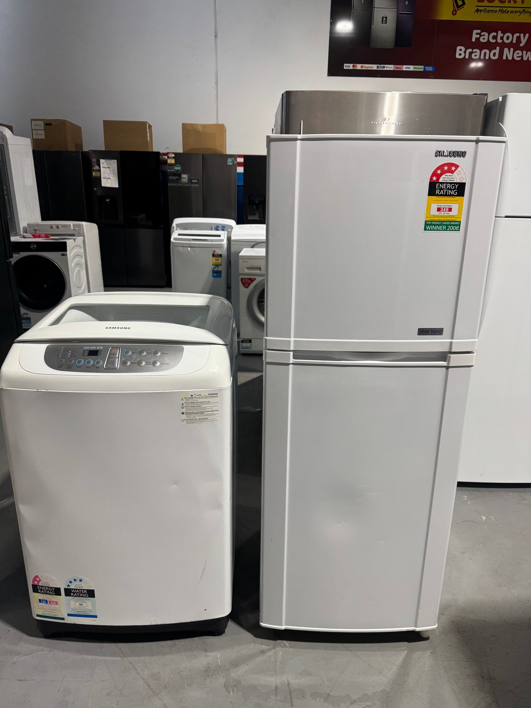 Refurbished Samsung 210 litres fridge freezer and Samsung 6.5kg washing machine | PERTH