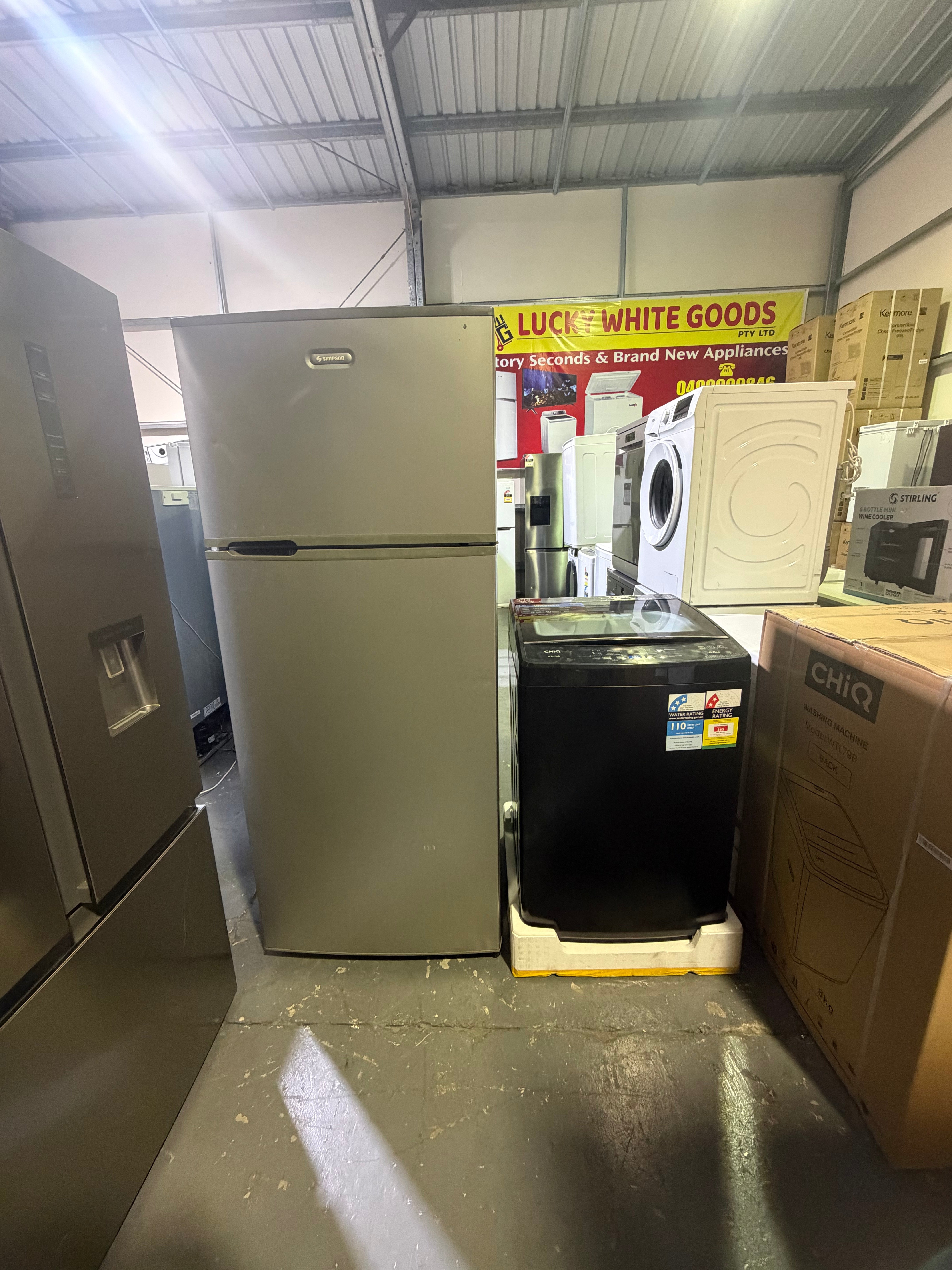 Refurbished Simpson 390L Top Mount Fridge Freezer (STM3900MA-R x2) + Factory Second CHiQ 7.9kg Top Load Washing Machine (WTL79B) – Home Appliance Combo Deal | BRISBANE