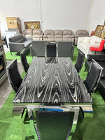 Black & White Loop Marble Dining Table Set – 6 Seater – Brand New | ADELAIDE