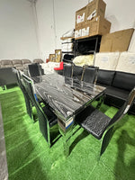 Black & White Loop Marble Dining Table Set – 6 Seater – Brand New | ADELAIDE