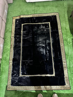 Brand New Black Fur Carpet with Gold Border | ADELAIDE