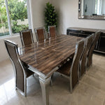 Brand New Brown Marble Dining Table Set – 8 Seater | ADELAIDE