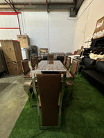 Brand New Brown Marble Dining Table Set – 8 Seater | ADELAIDE