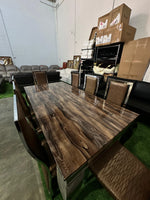 Brand New Brown Marble Dining Table Set – 8 Seater | ADELAIDE