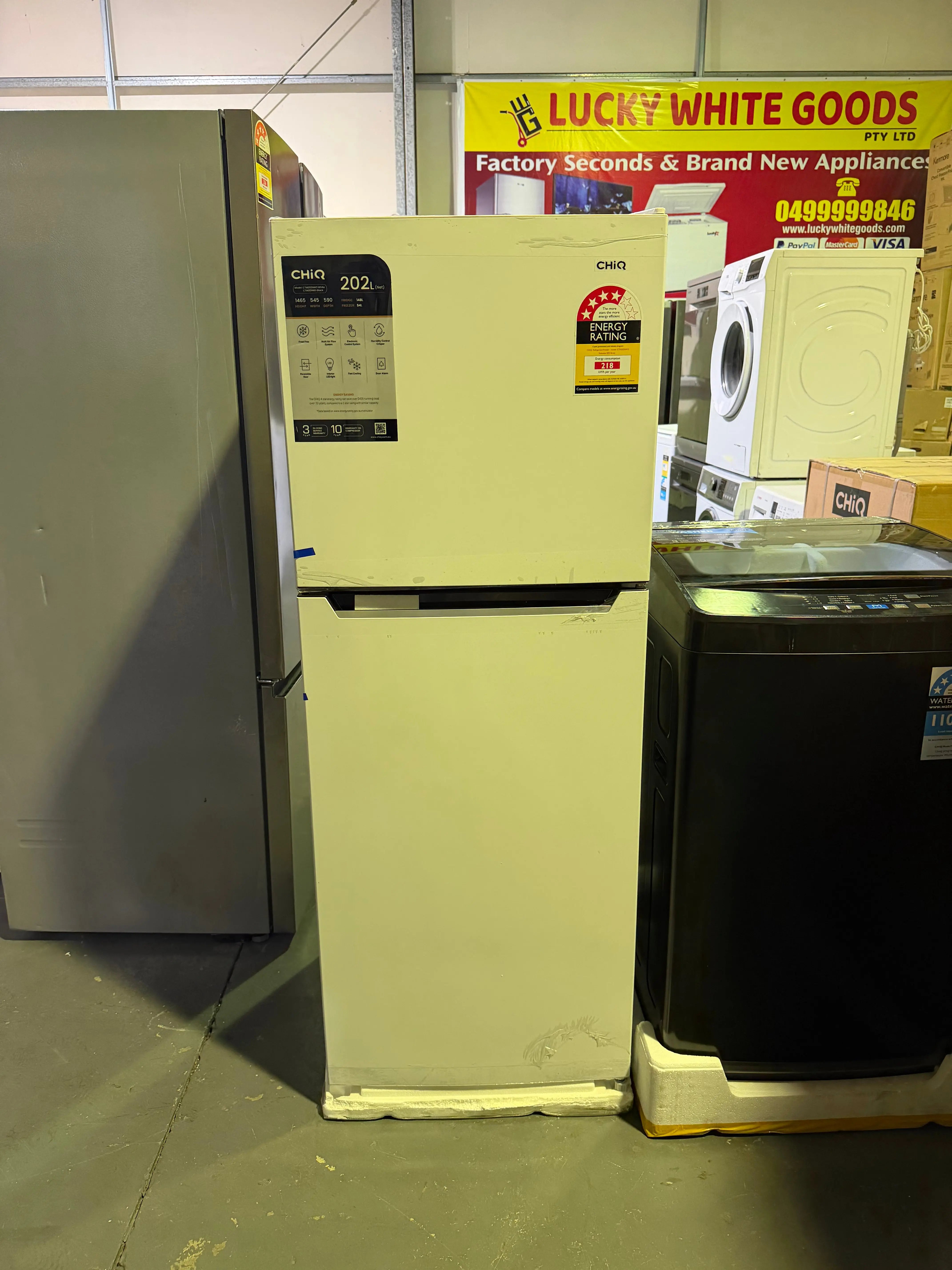 Brand New CHiQ 202L Top Mount Frost Free Fridge White – CTM202NW3 | BRISBANE