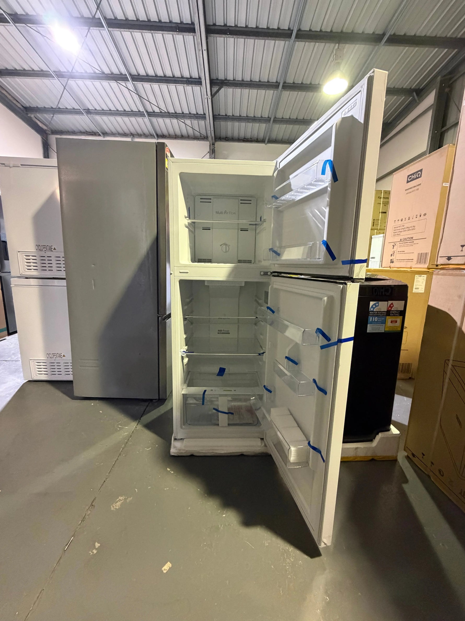 Brand New CHiQ Fridge & Washing Machine Combo – 202L Top Mount Fridge + 8kg Top Load Washer – CTM202NW3 & WTL79B | BRISBANE