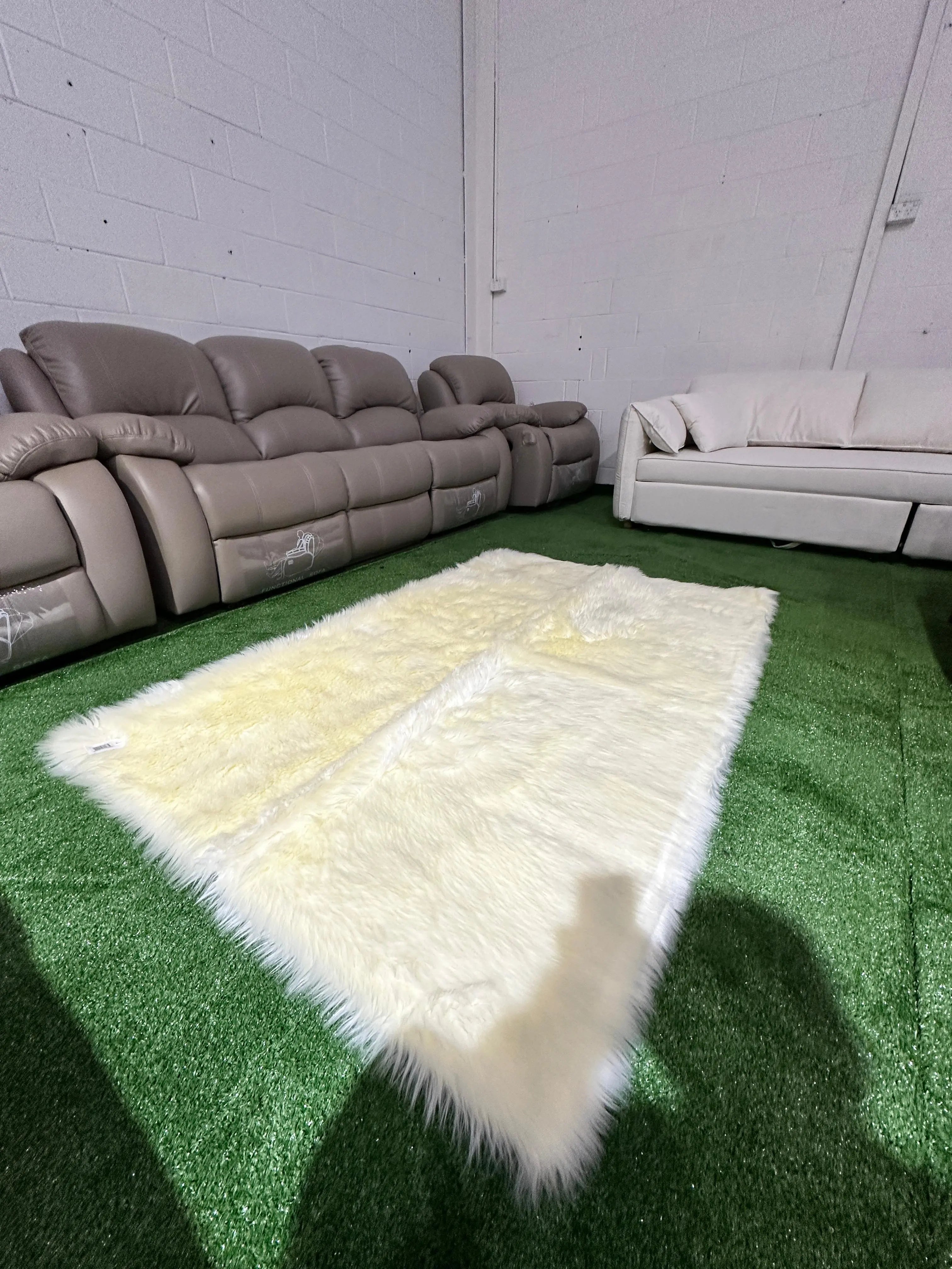 Brand New Cream Square Fur Carpet | ADELAIDE