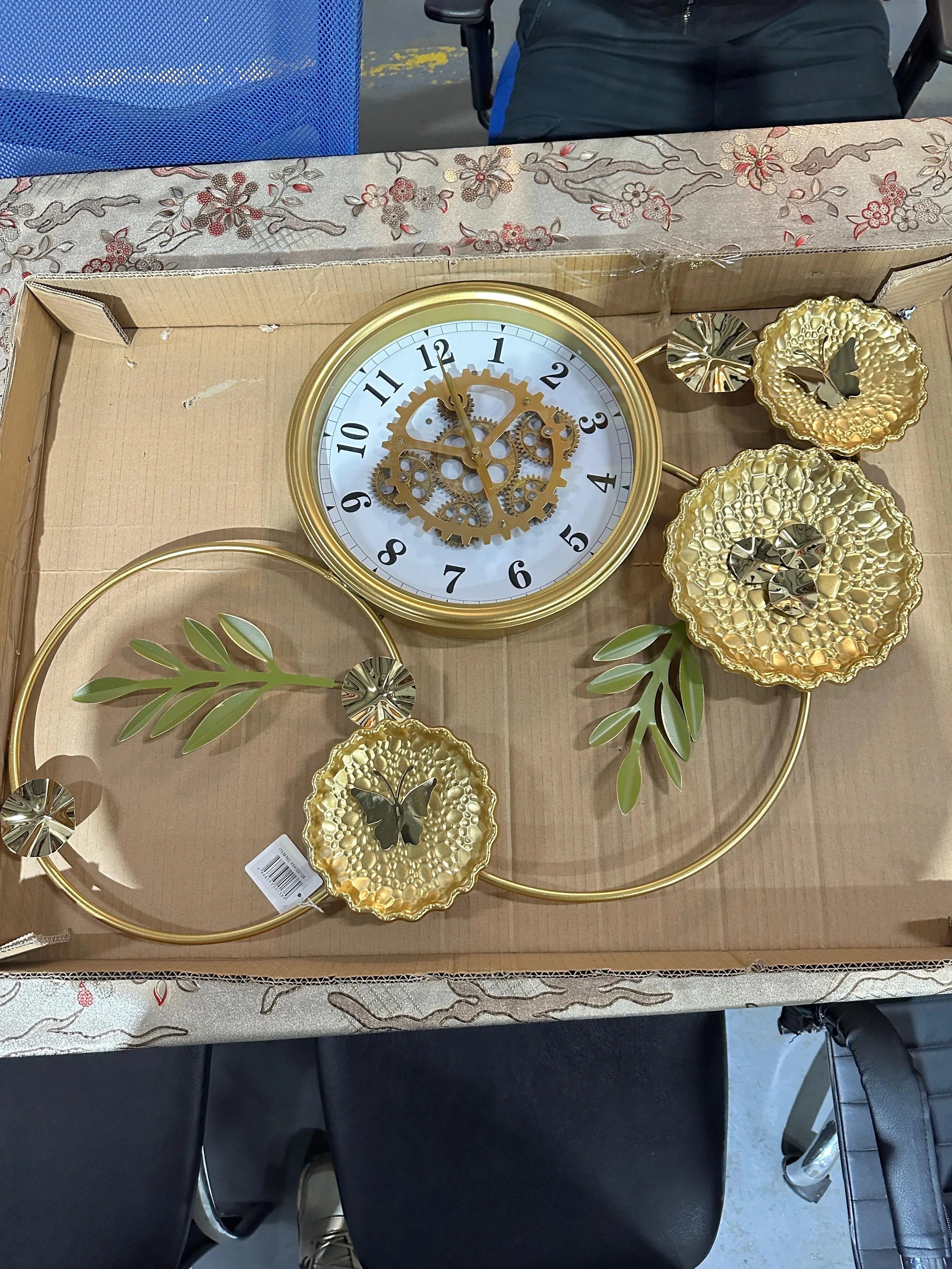 Brand New Gold Floral Decorative Wall Clock | ADELAIDE