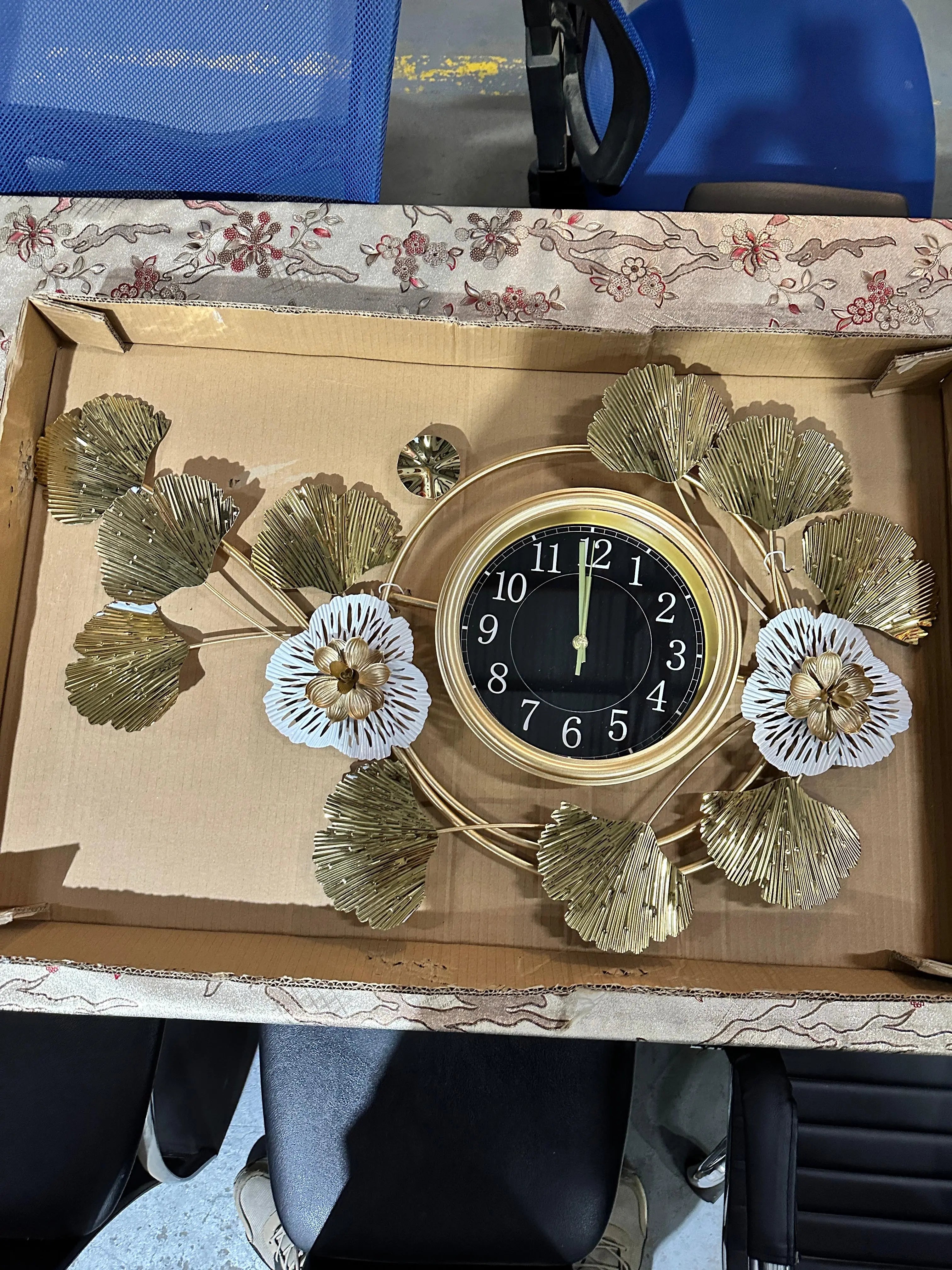 Brand New Gold Floral Decorative Wall Clock | ADELAIDE