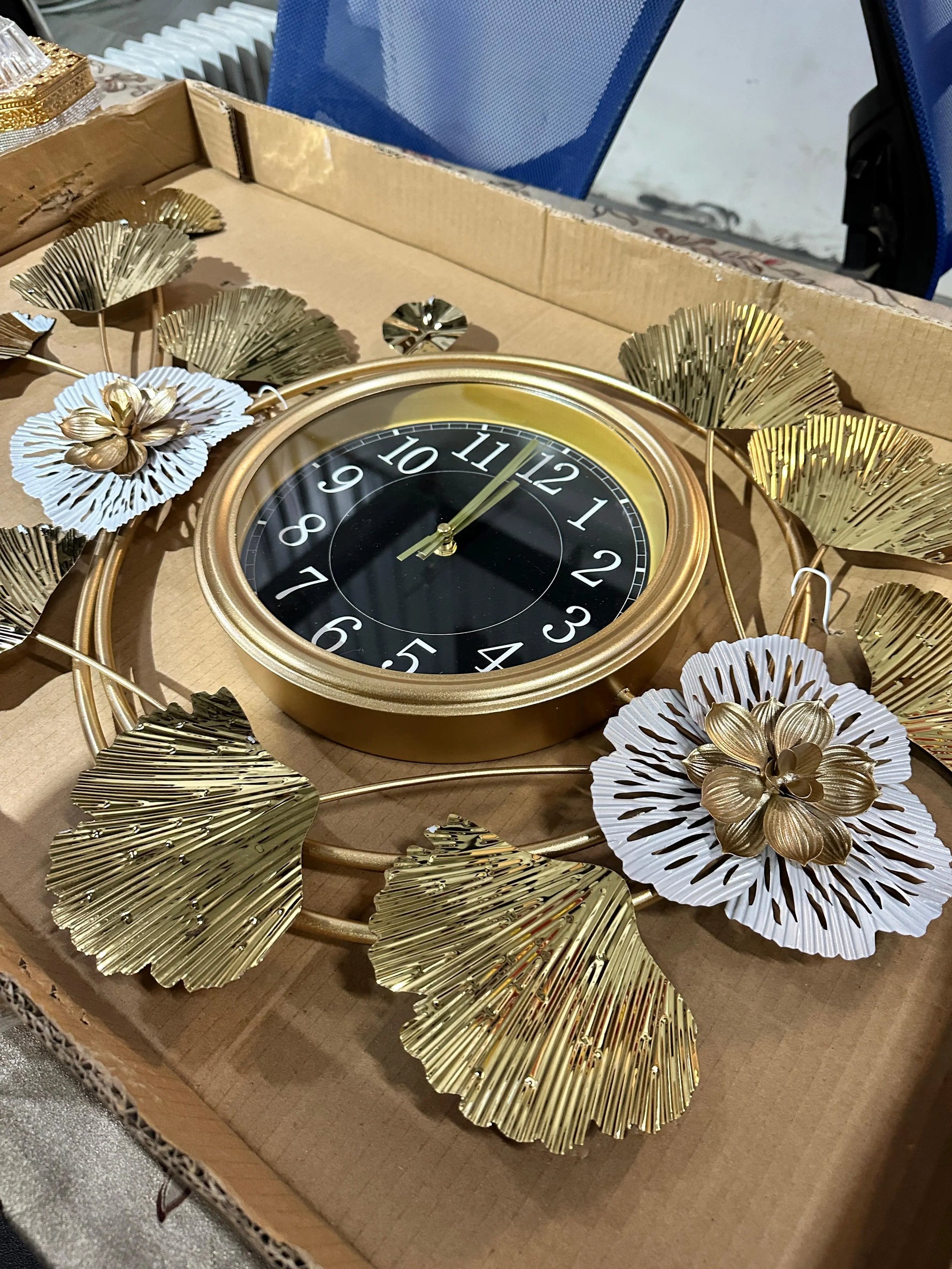Brand New Gold Floral Decorative Wall Clock | ADELAIDE